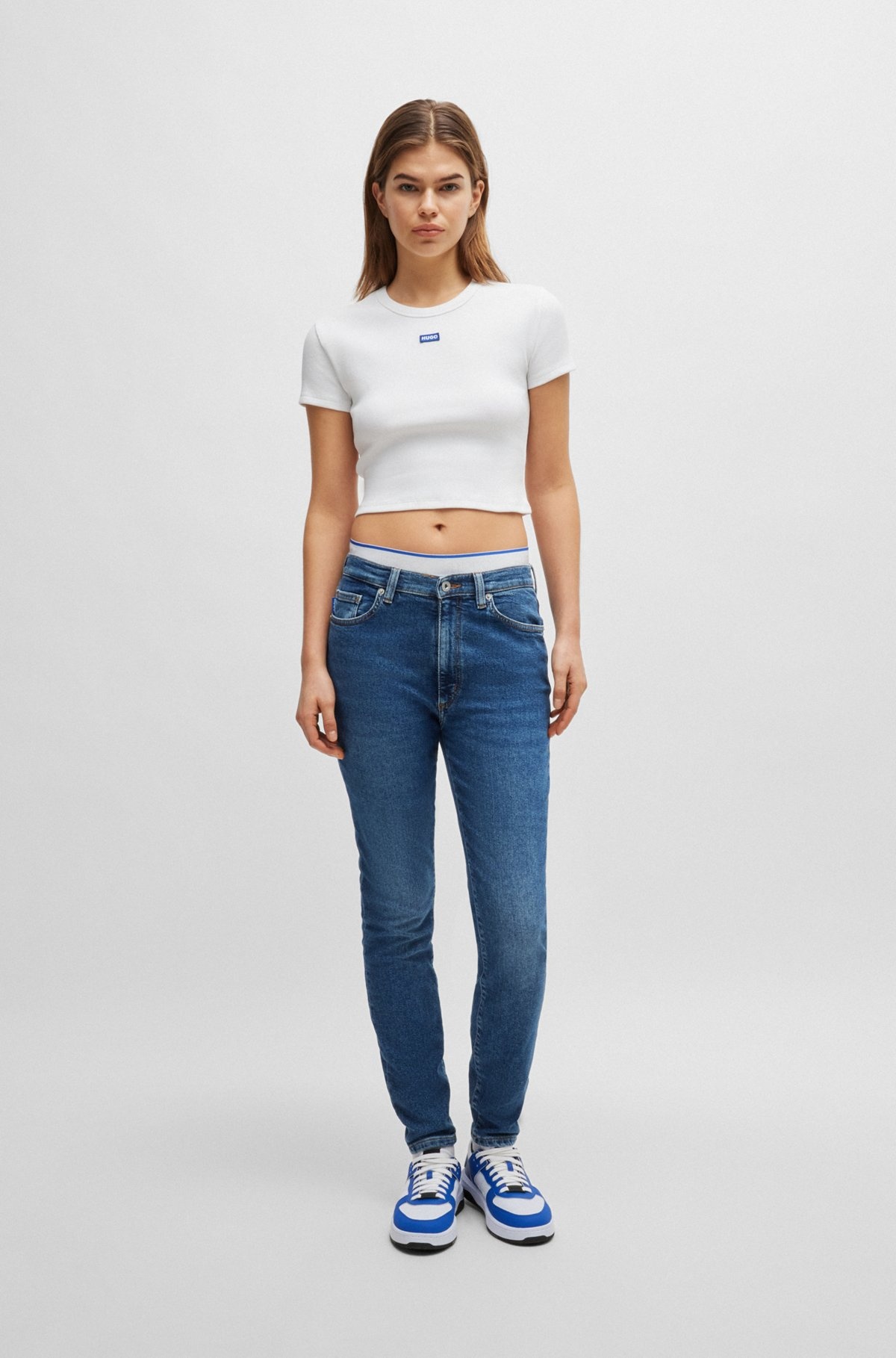 SKINNY-FIT JEANS IN MEDIUM-BLUE STRETCH DENIM - 3