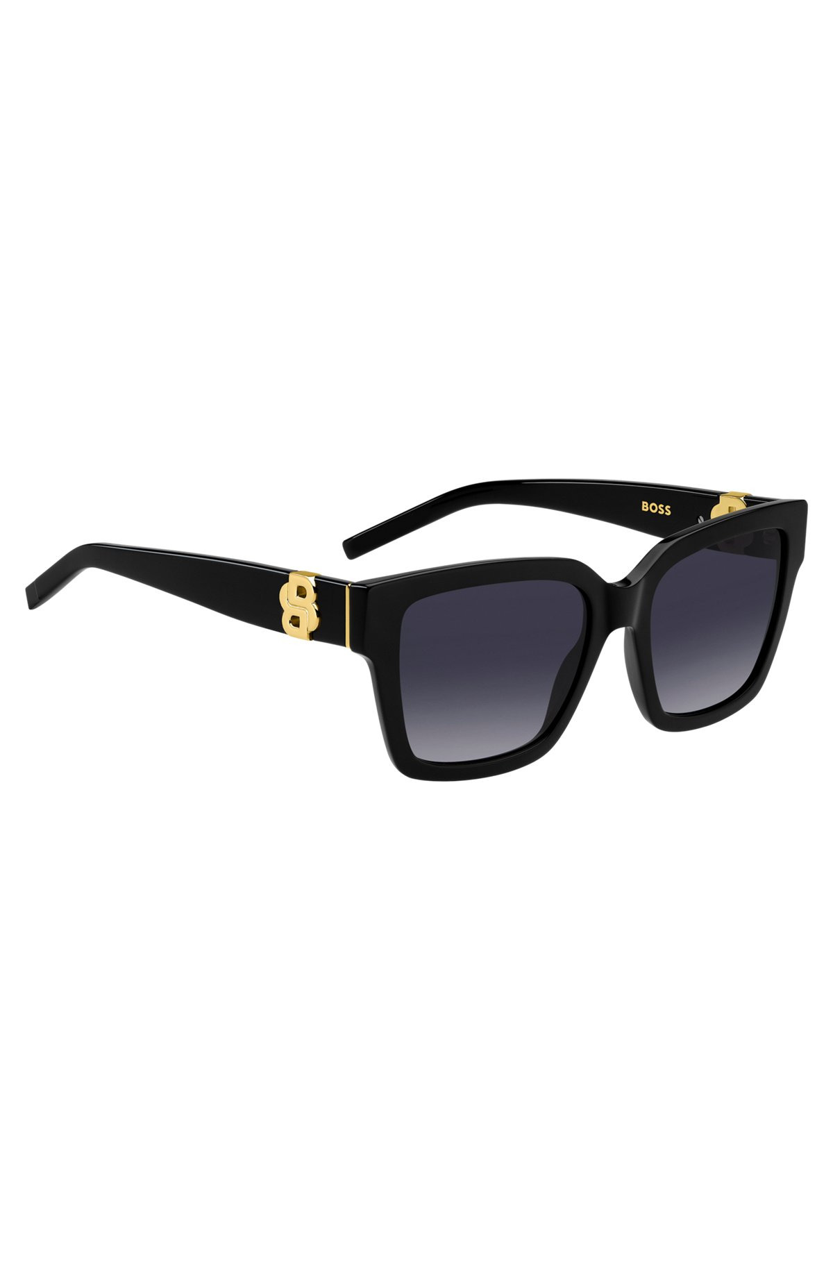 BLACK-ACETATE SUNGLASSES WITH GOLD-TONE DOUBLE B MONOGRAMS - 4