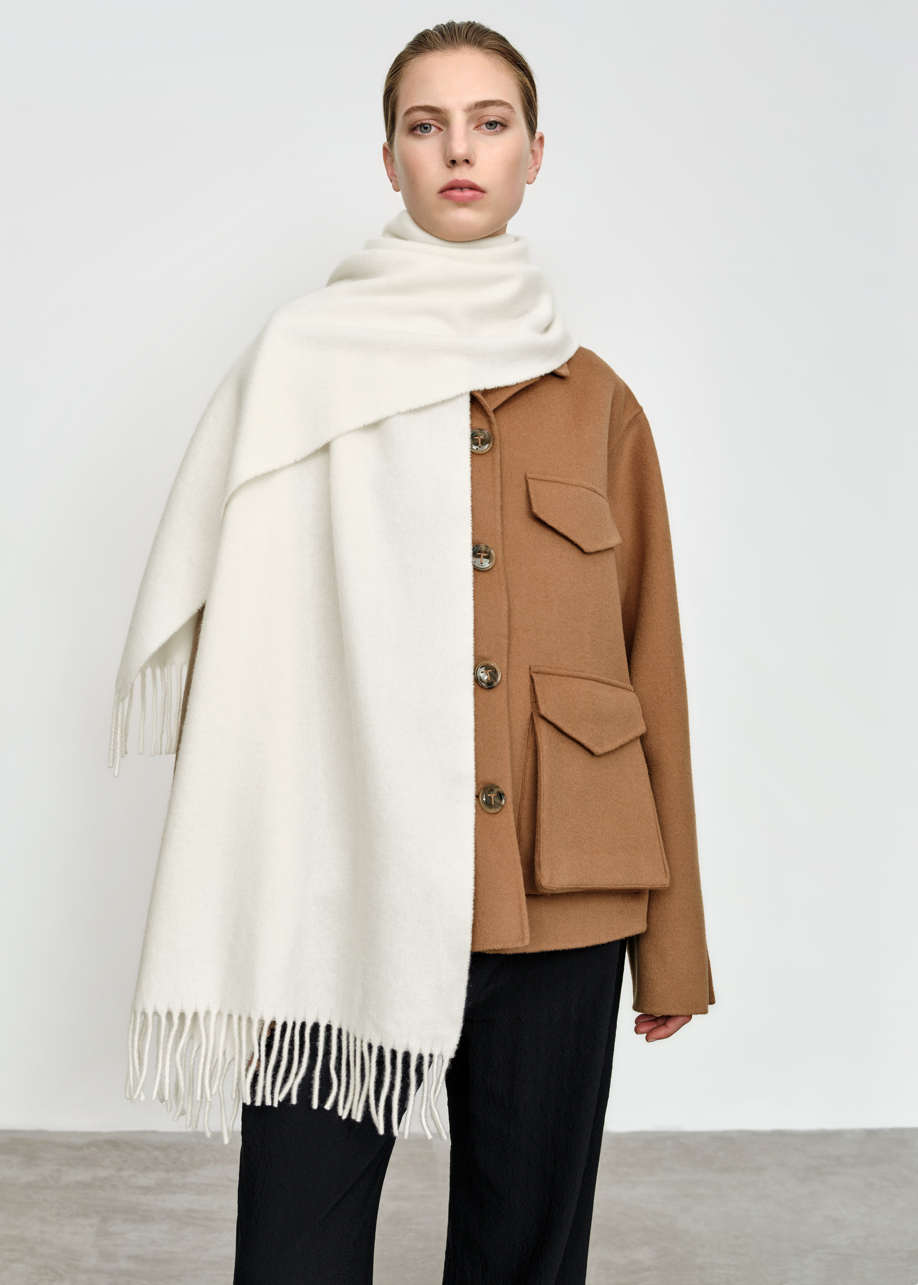 Classic wool scarf crème - 2
