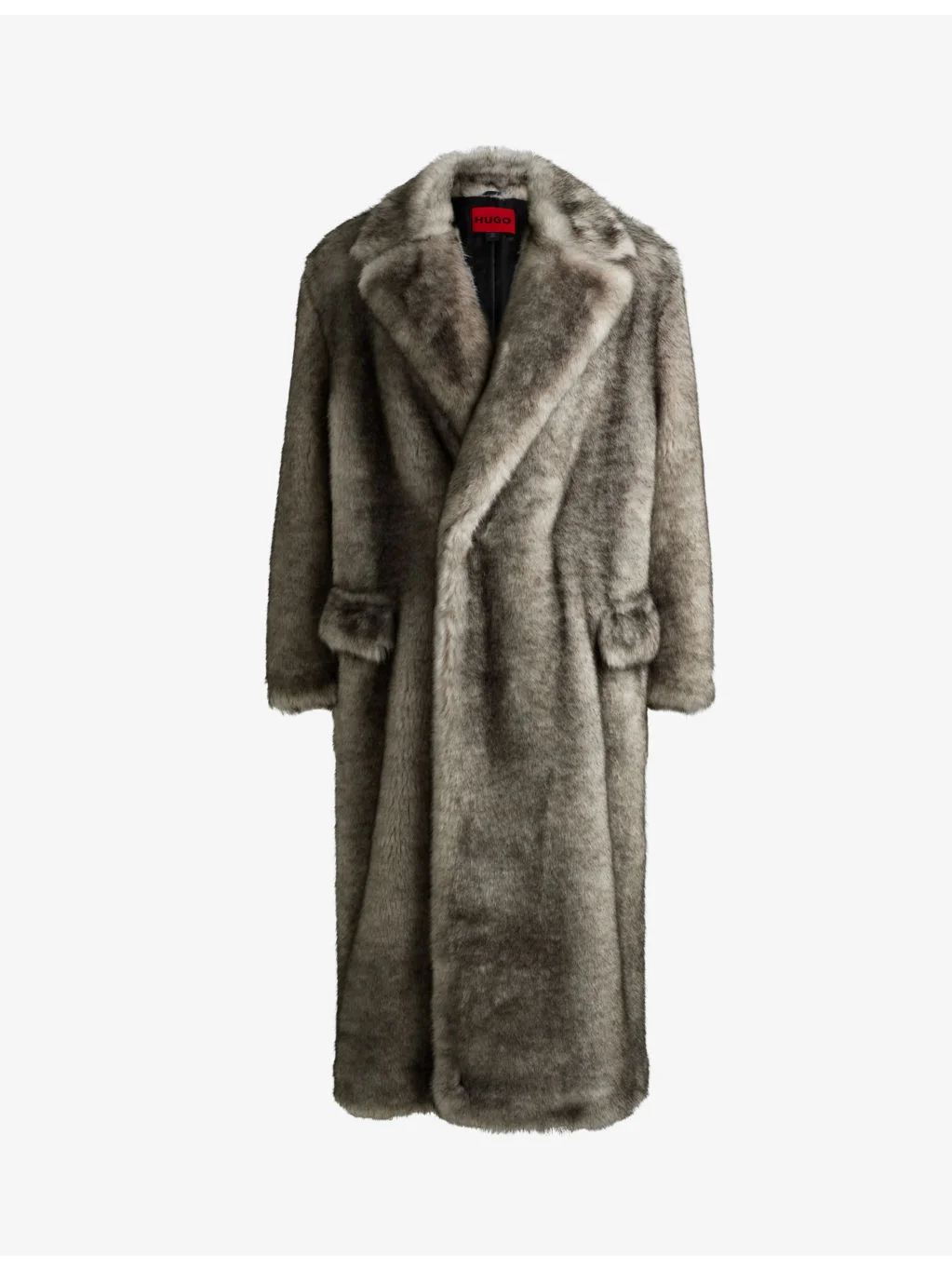 Double-breasted faux-fur coat - 1