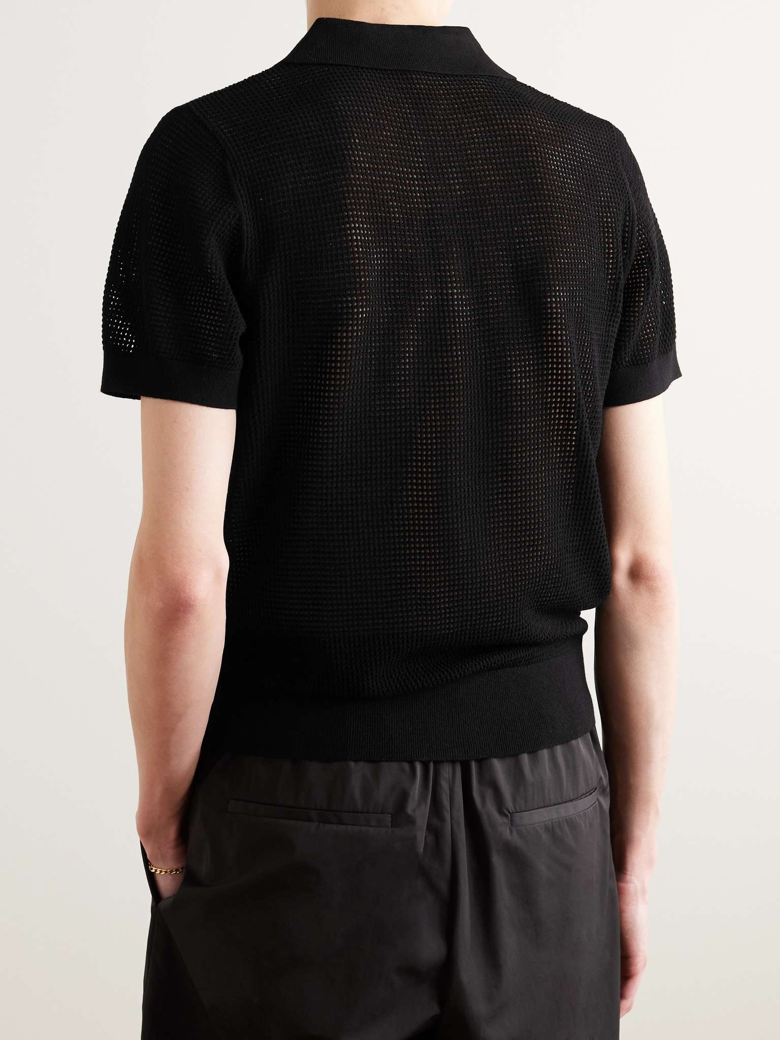 Pointelle-Knit Polo Shirt - 3