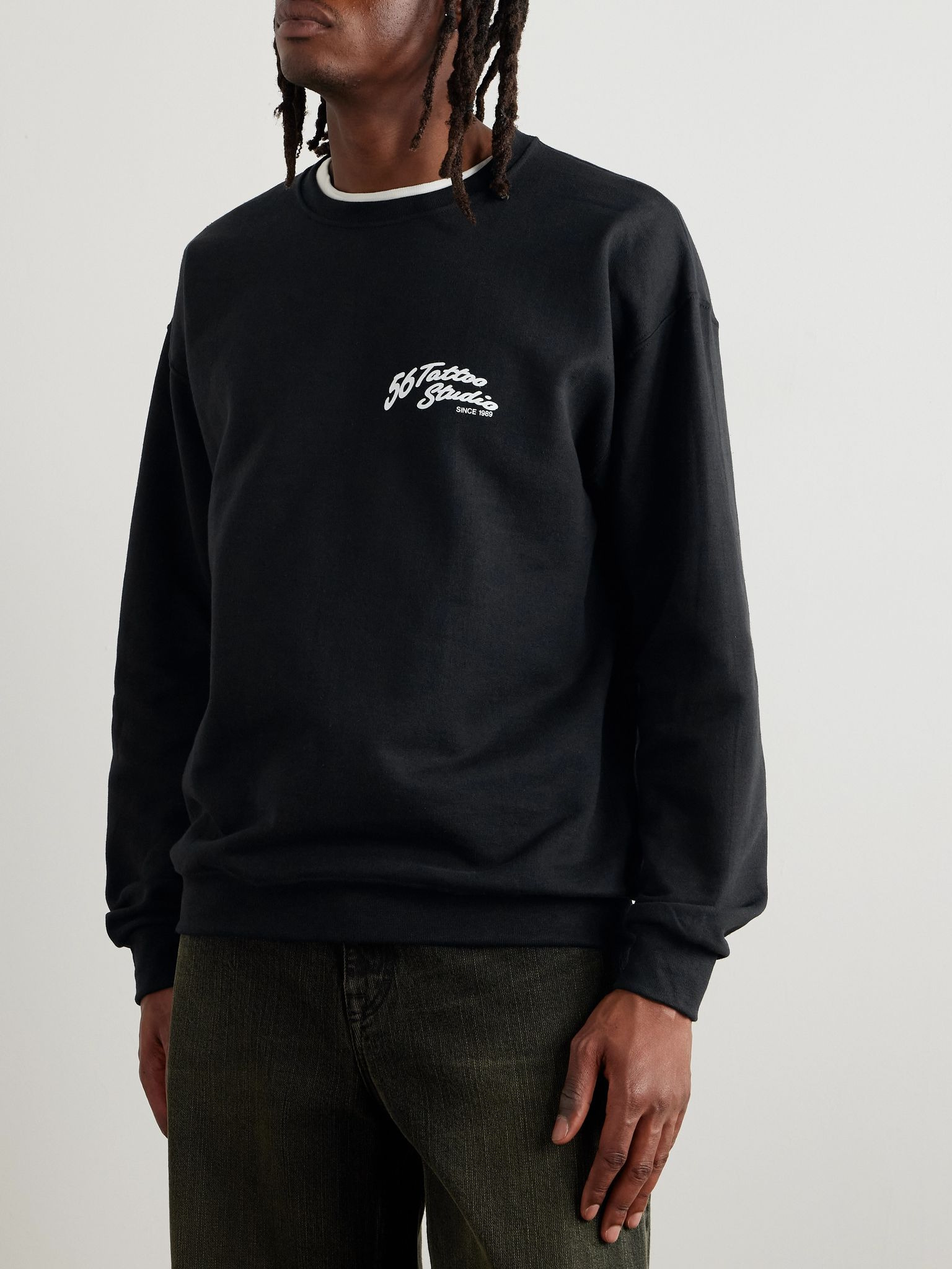 + 56 Tattoo Studio Printed Cotton-Jersey Sweatshirt Black - 3