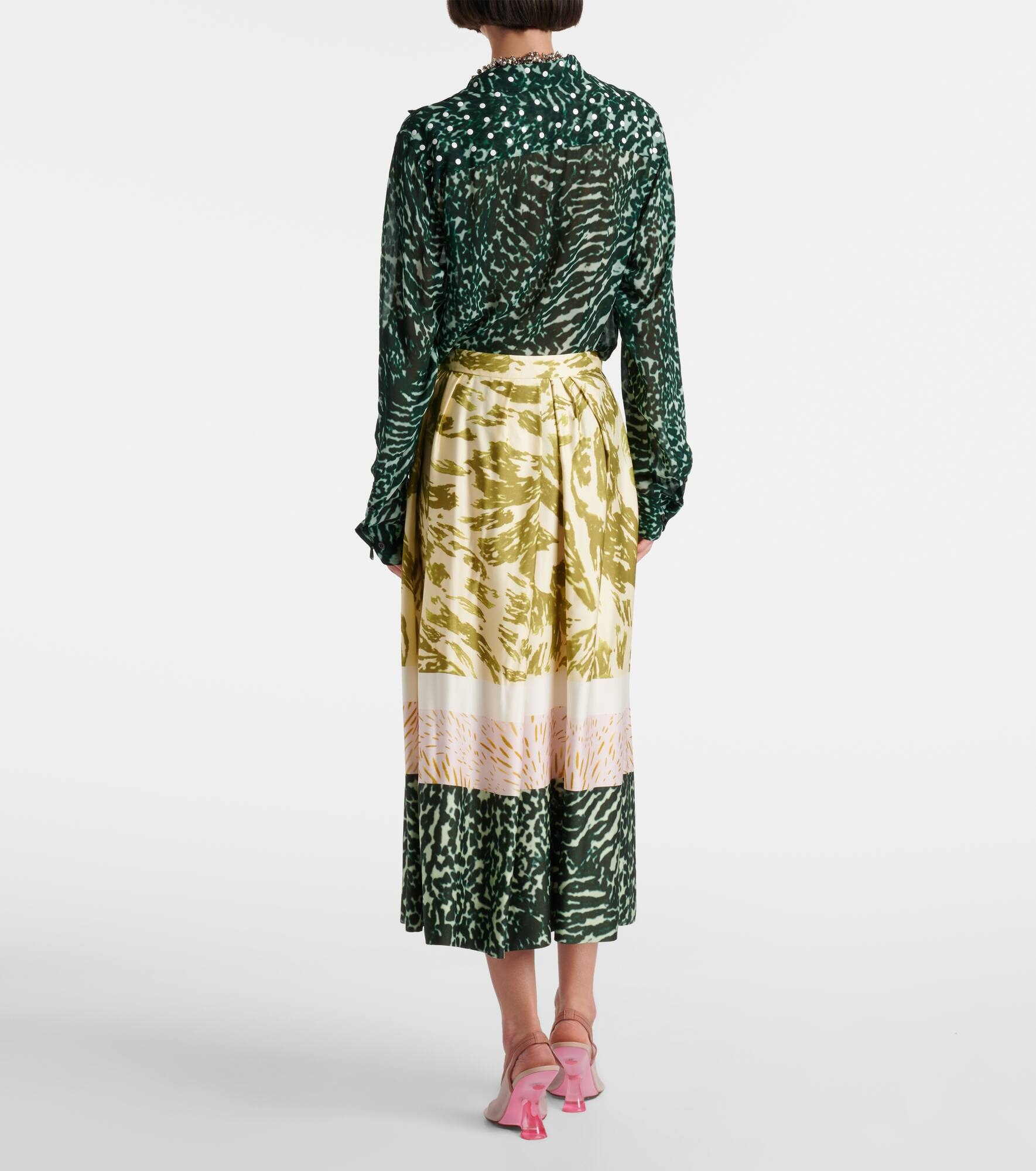 Printed satin midi skirt - 3