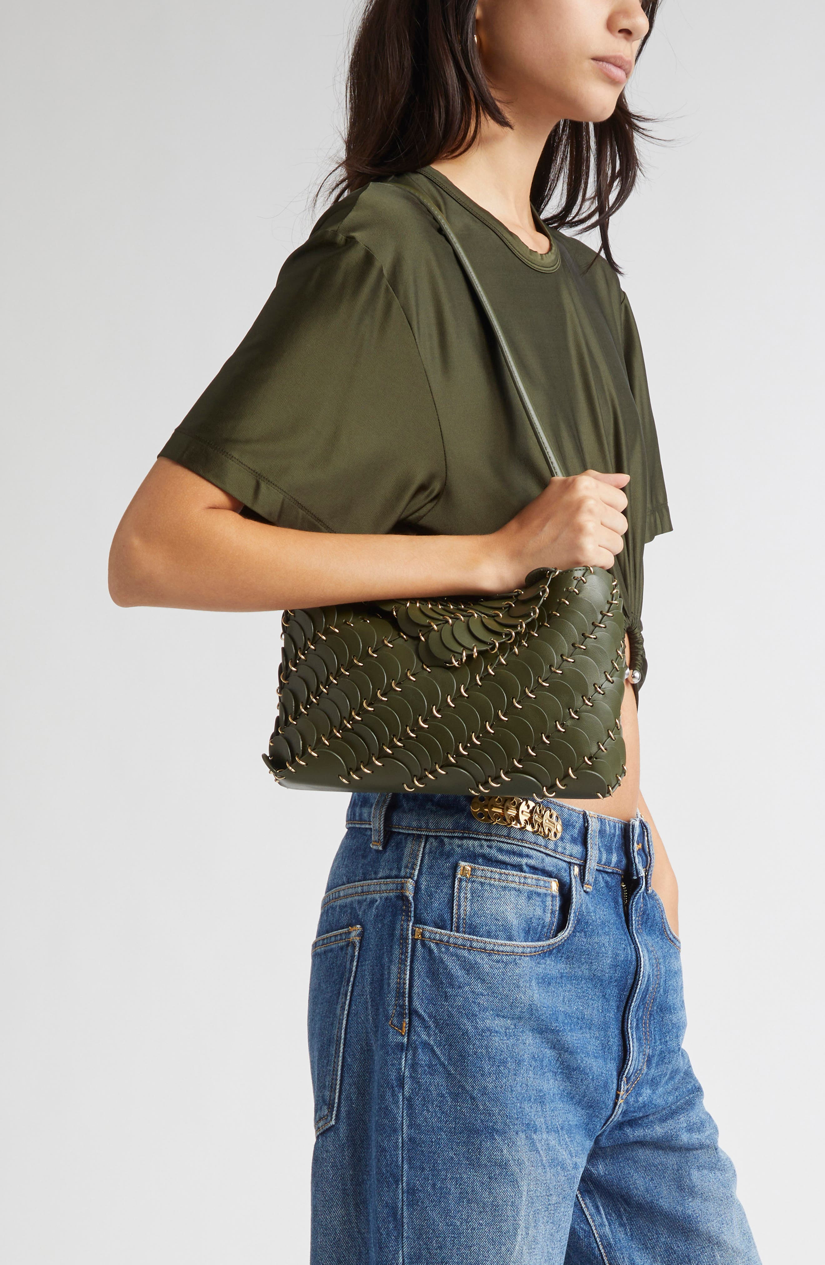 Rabanne Paco Leather Hobo Bag in Kaki /Gold at Nordstrom - 2