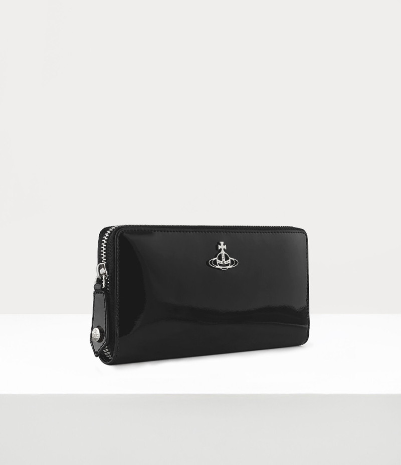 SHINY PATENT ZIP ROUND WALLET 2