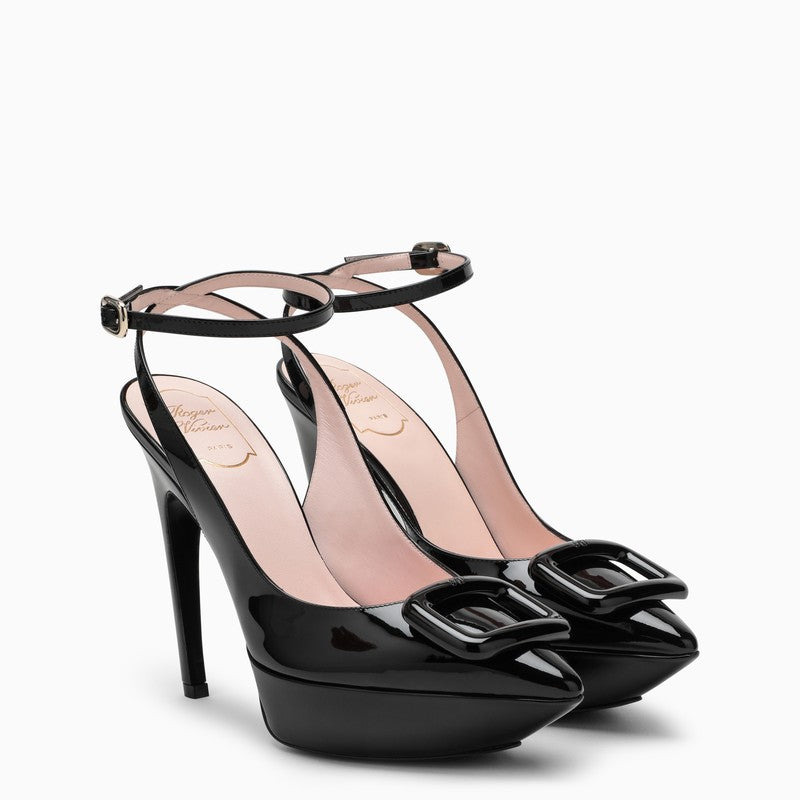 HIGH BLACK PATENT LEATHER SANDAL - 2