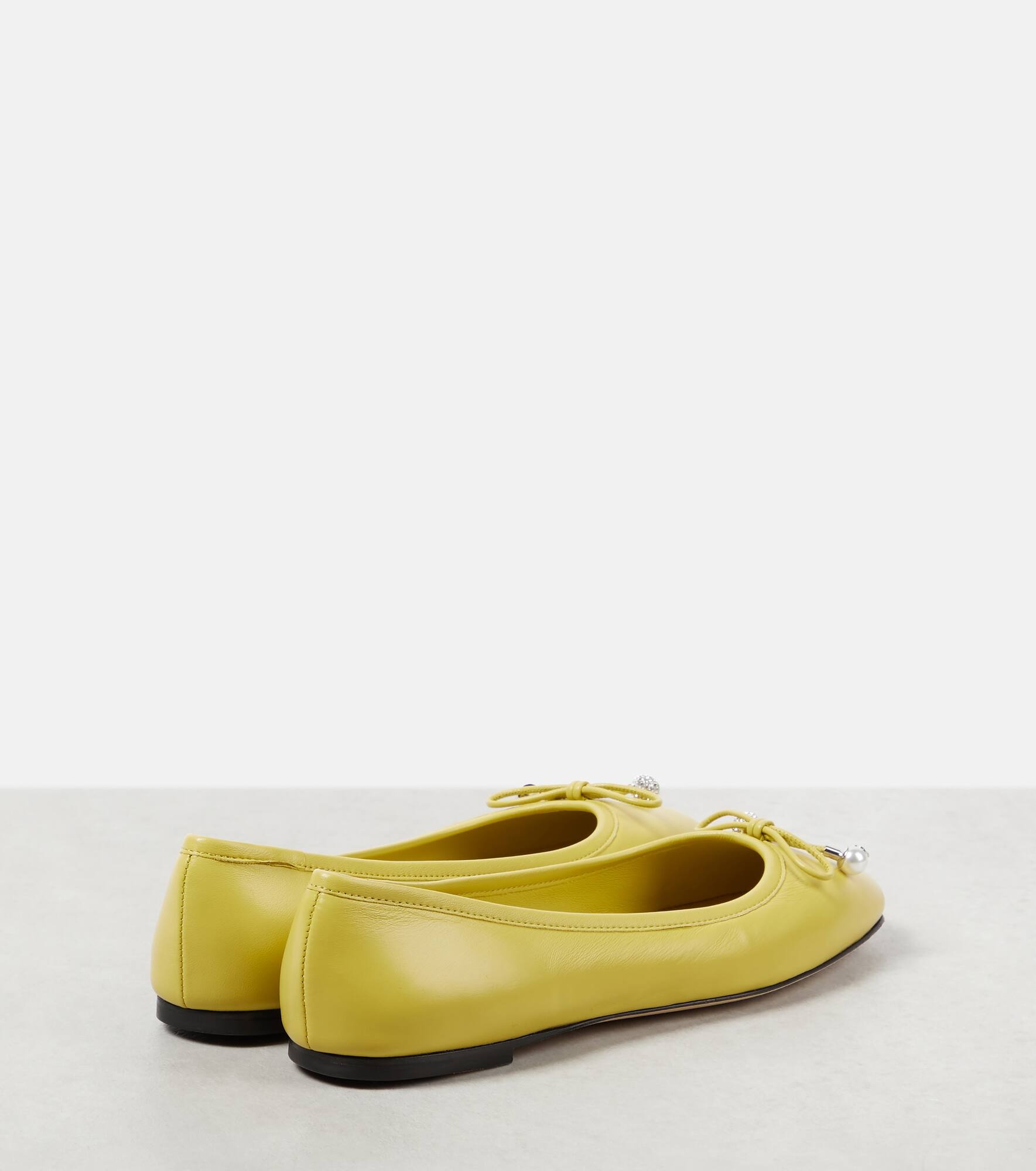Elme bow-detail leather ballet flats - 3