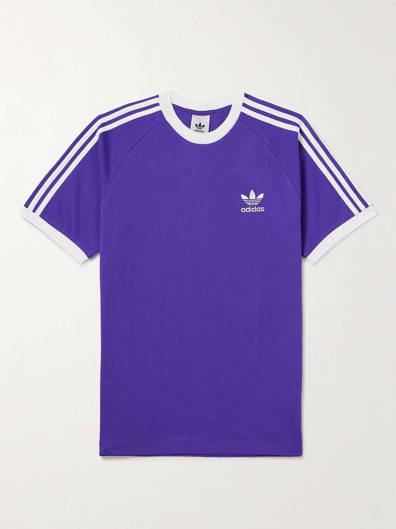 Striped Logo-Embroidered Cotton-Jersey T-Shirt 1