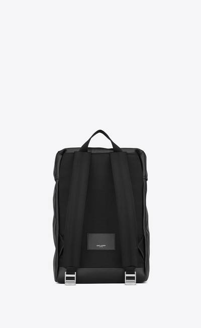 SAINT LAURENT city flap backpack in matte leather and nylon outlook