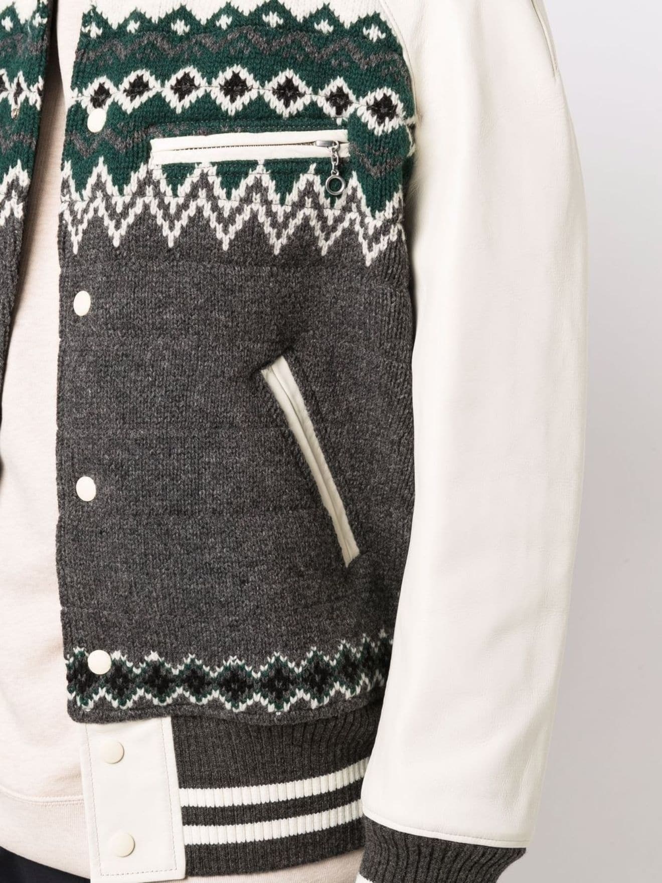 fairisle wool-panelled bomber jacket - 5