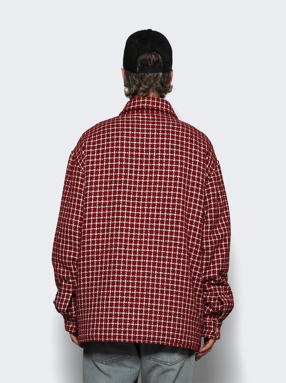 Boucle Padded Overshirt Deep Red - 5