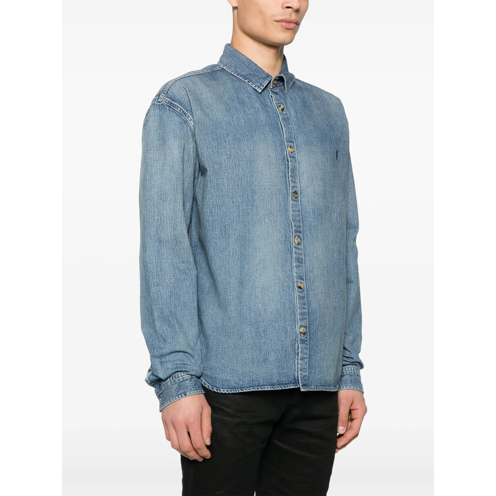Saint Laurent Blue Shirts Men - 4
