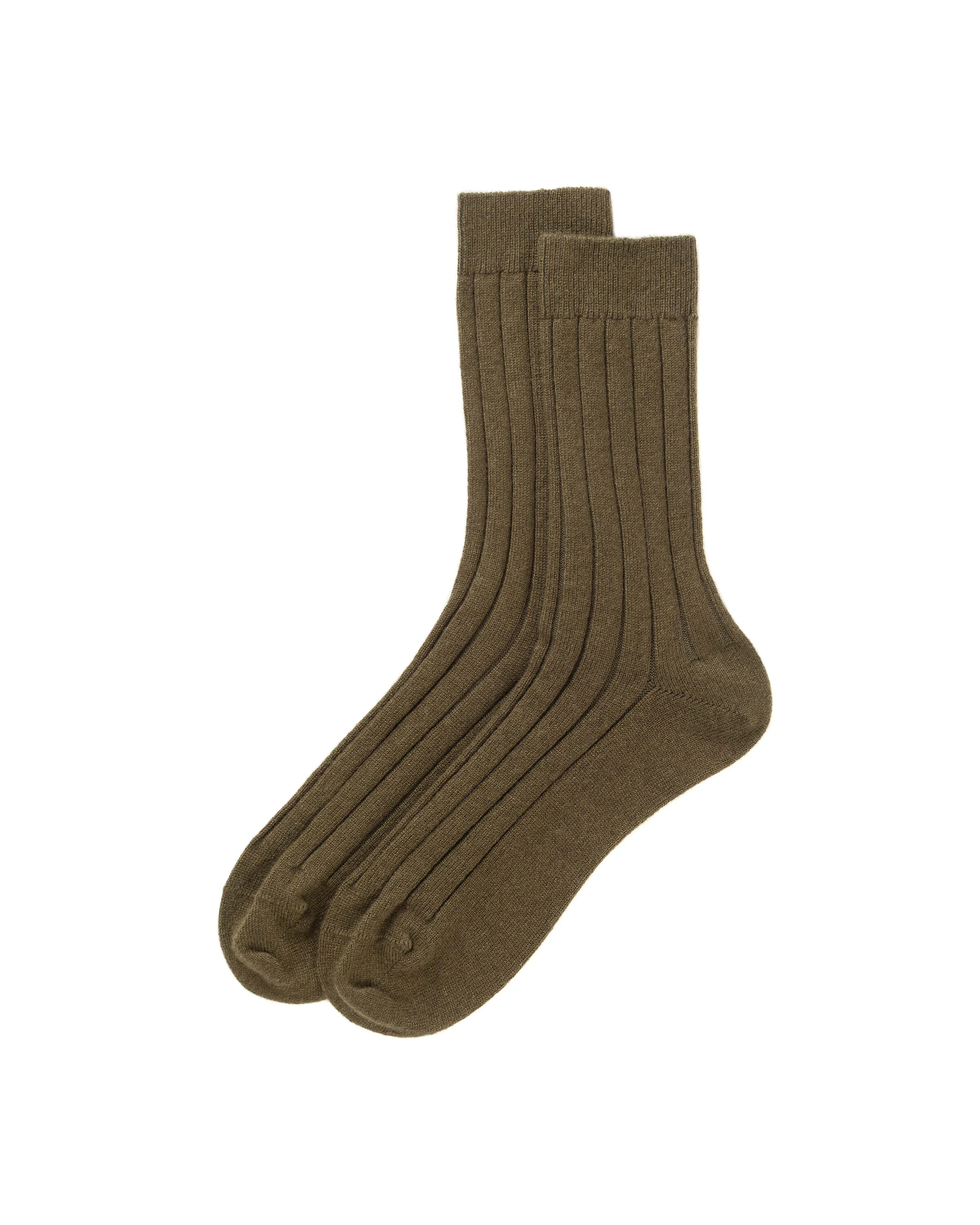 Men's Cashmere Ribbed Green Socks - 1