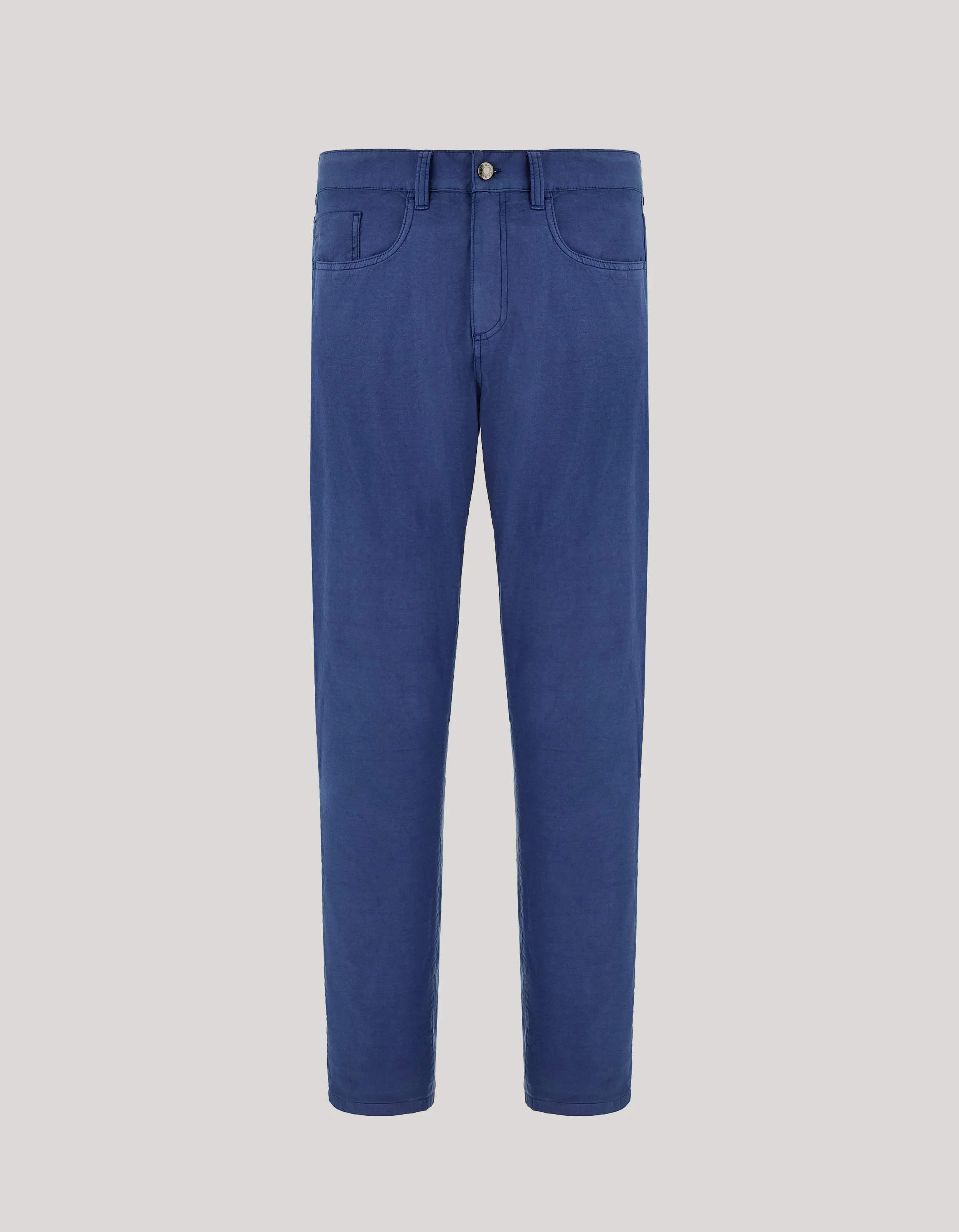 MARINE BLUE FIVE POCKET REGULAR FIT PANTS IN COTTON AND SILK GABARDINE - 1