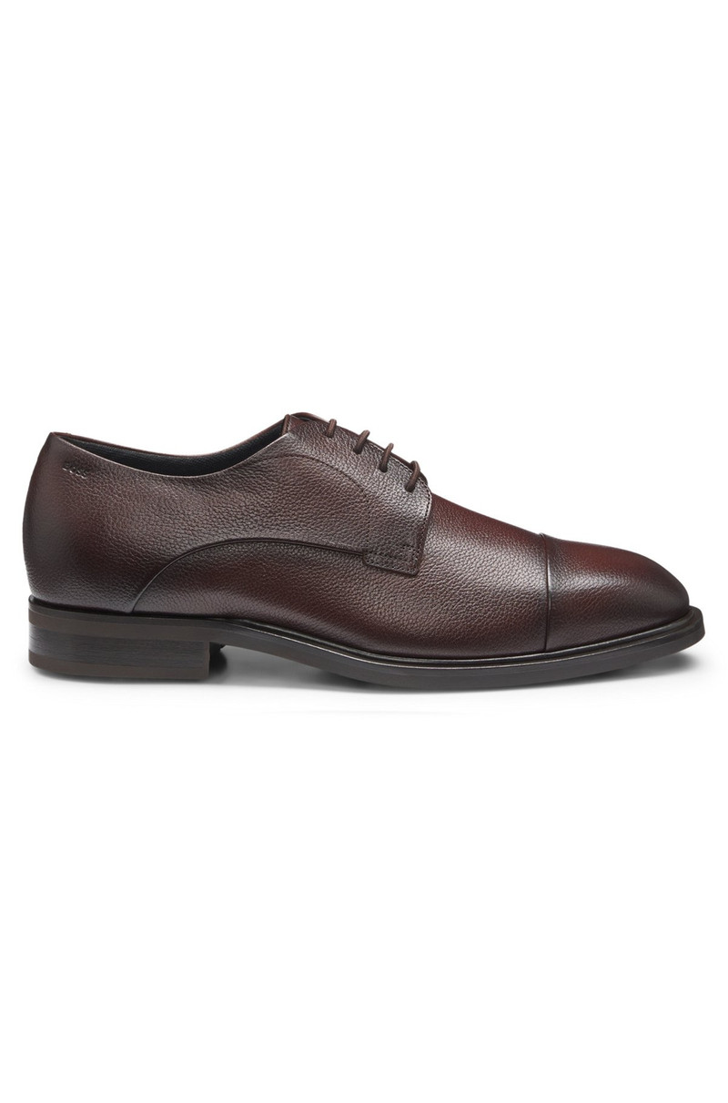 CAP-TOE DERBY SHOES IN GRAINED LEATHER 1
