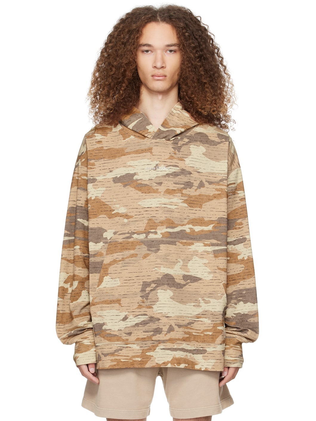 Brown Crystal-Cut Hoodie - 1