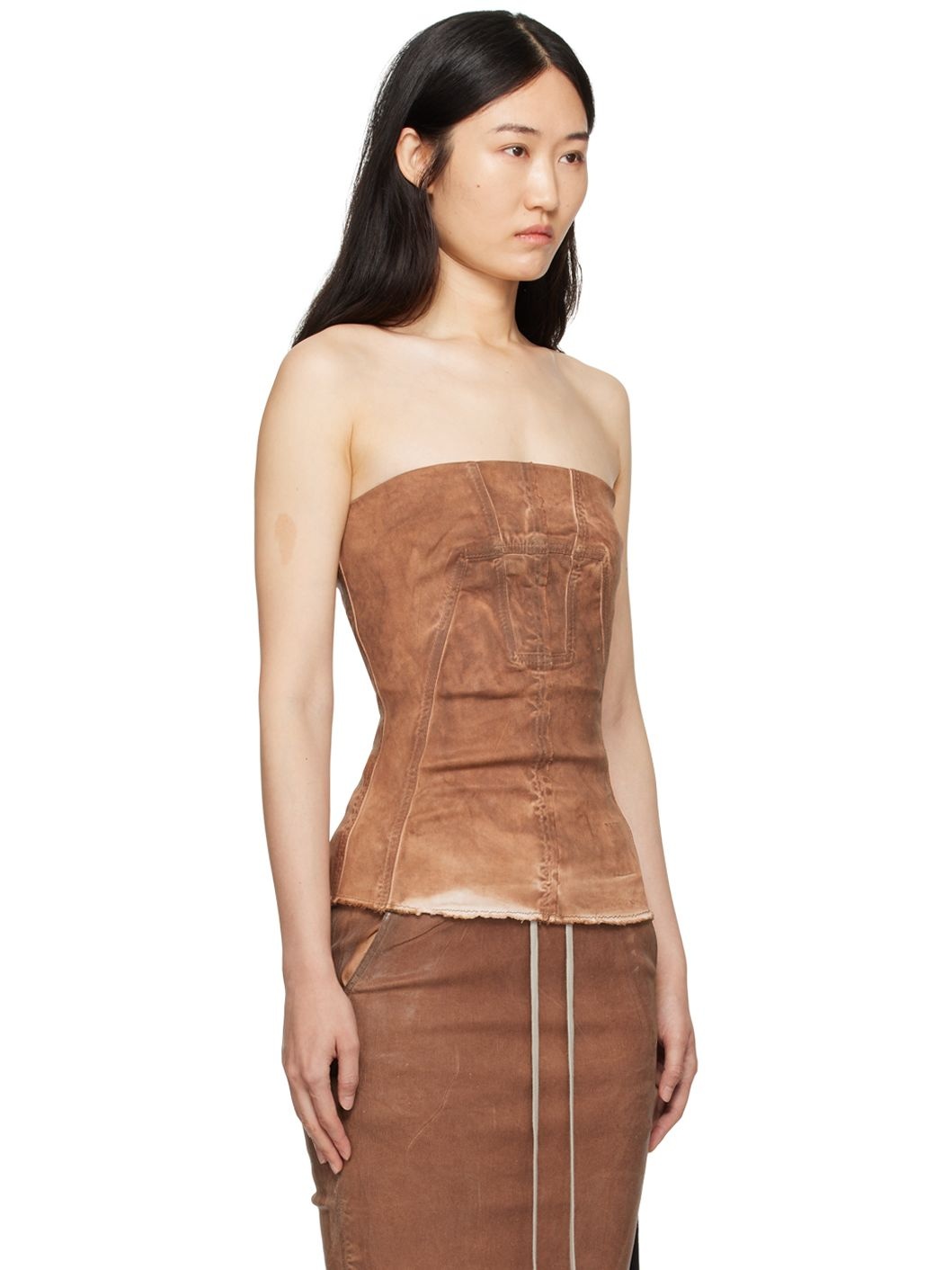 Brown Porterville Bustier Denim Top - 2