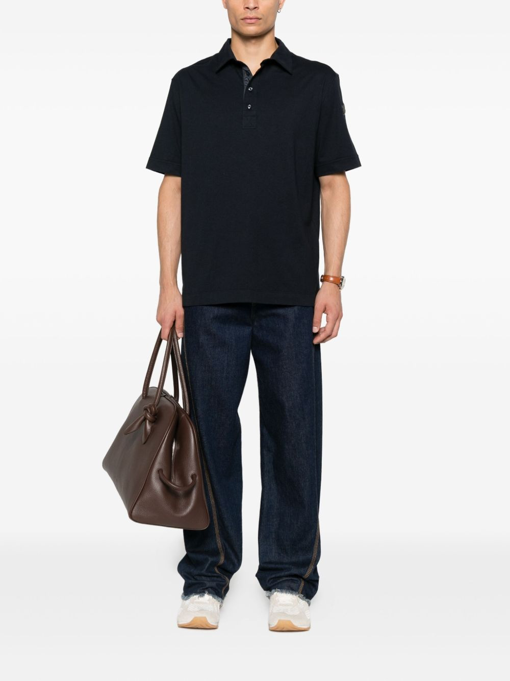 logo-patch polo shirt - 2
