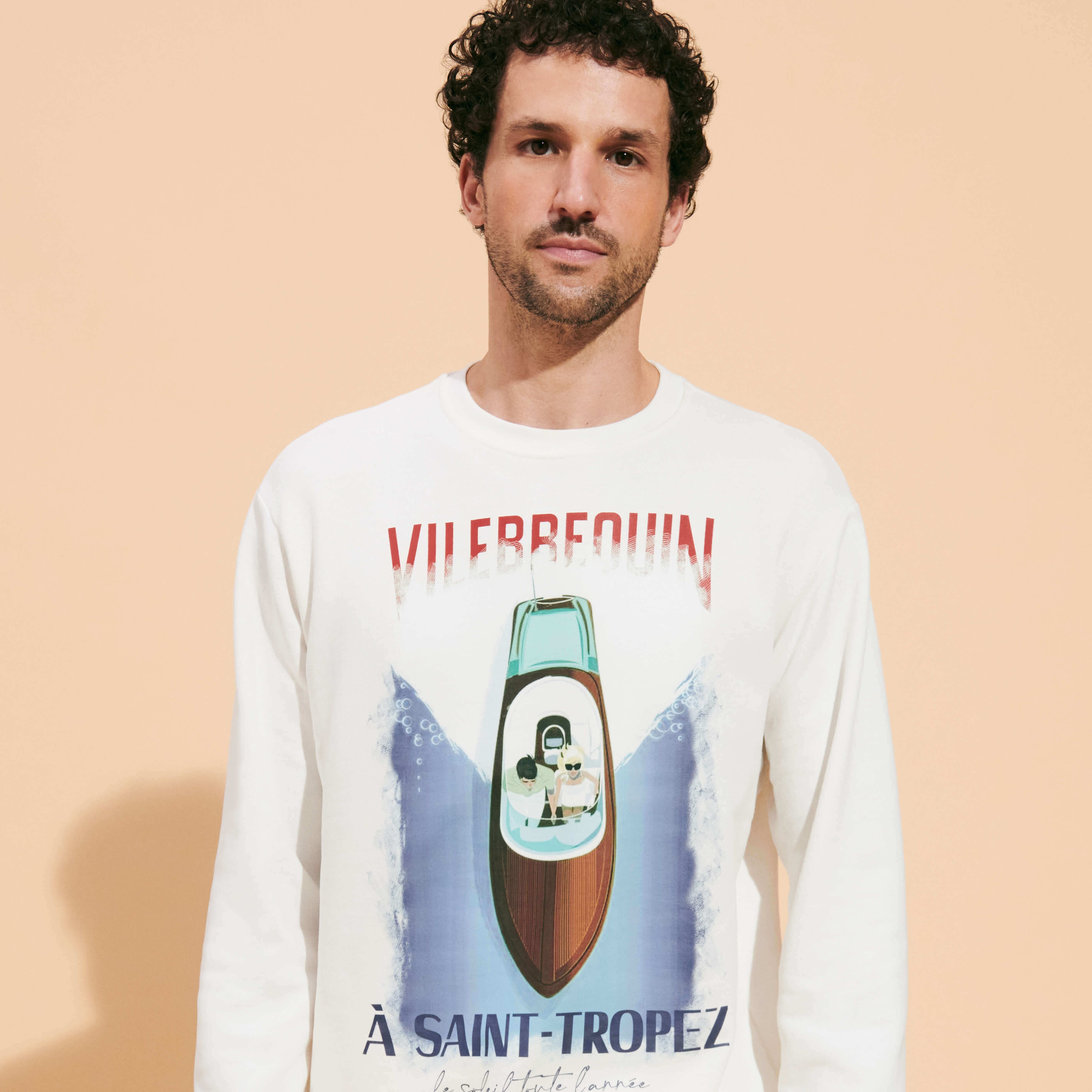 Cotton and Fleece Crewneck Men Sweatshirt Inboard Boat - 6