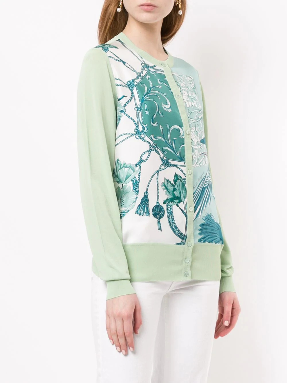 floral print knitted cardigan - 3