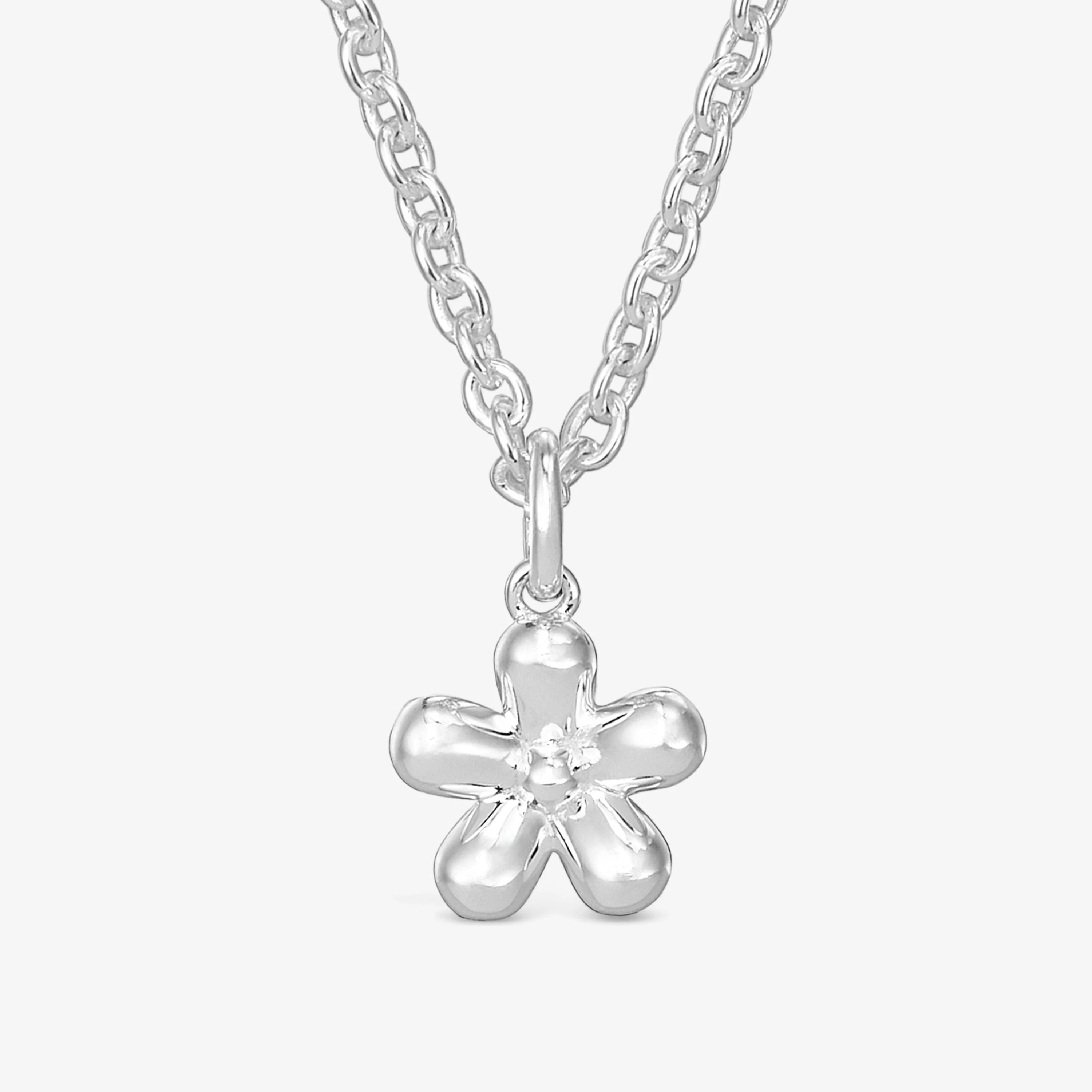 Short silver flower Necklace Daisy - 1