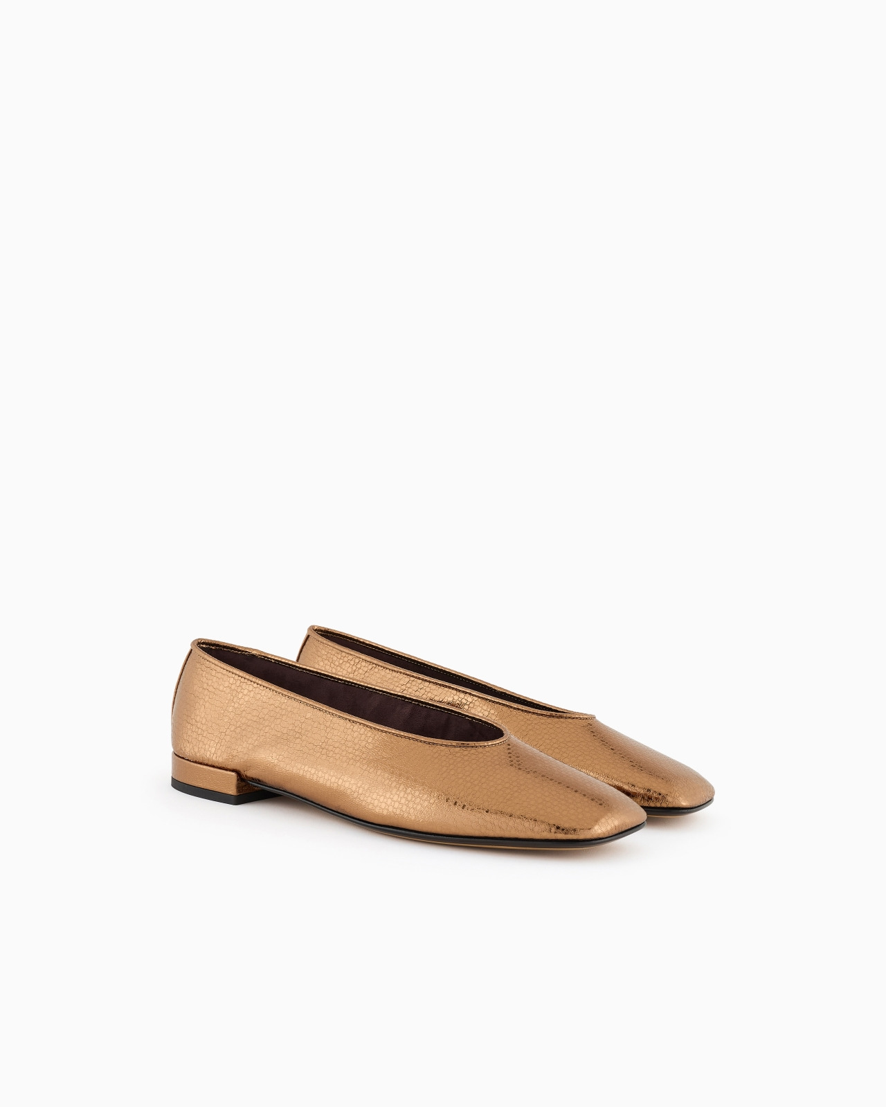 GIORGIO ARMANI X 10 CORSO COMO LAMÉ LEATHER BALLERINAS - 2