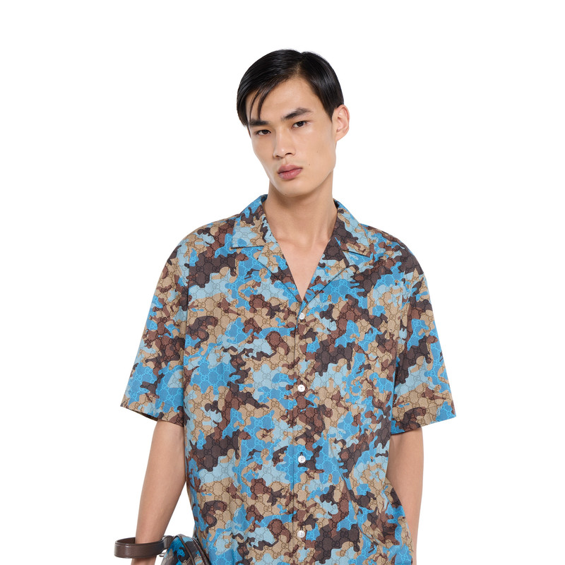 Printed cotton poplin bowling shirt 3
