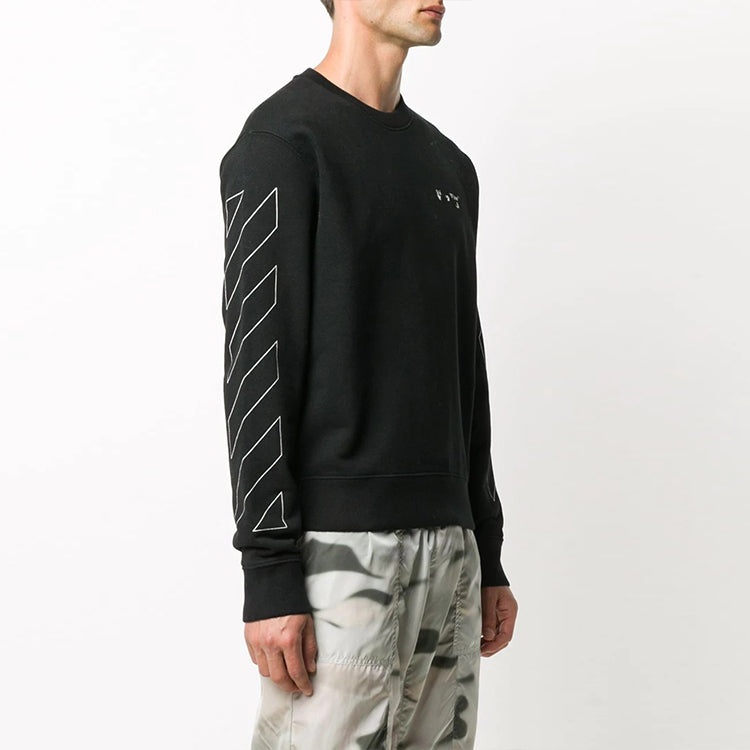 Off-White Diagonal Stripes Logo Pullover Men Black OMBA025F20FLE0011001 - 4