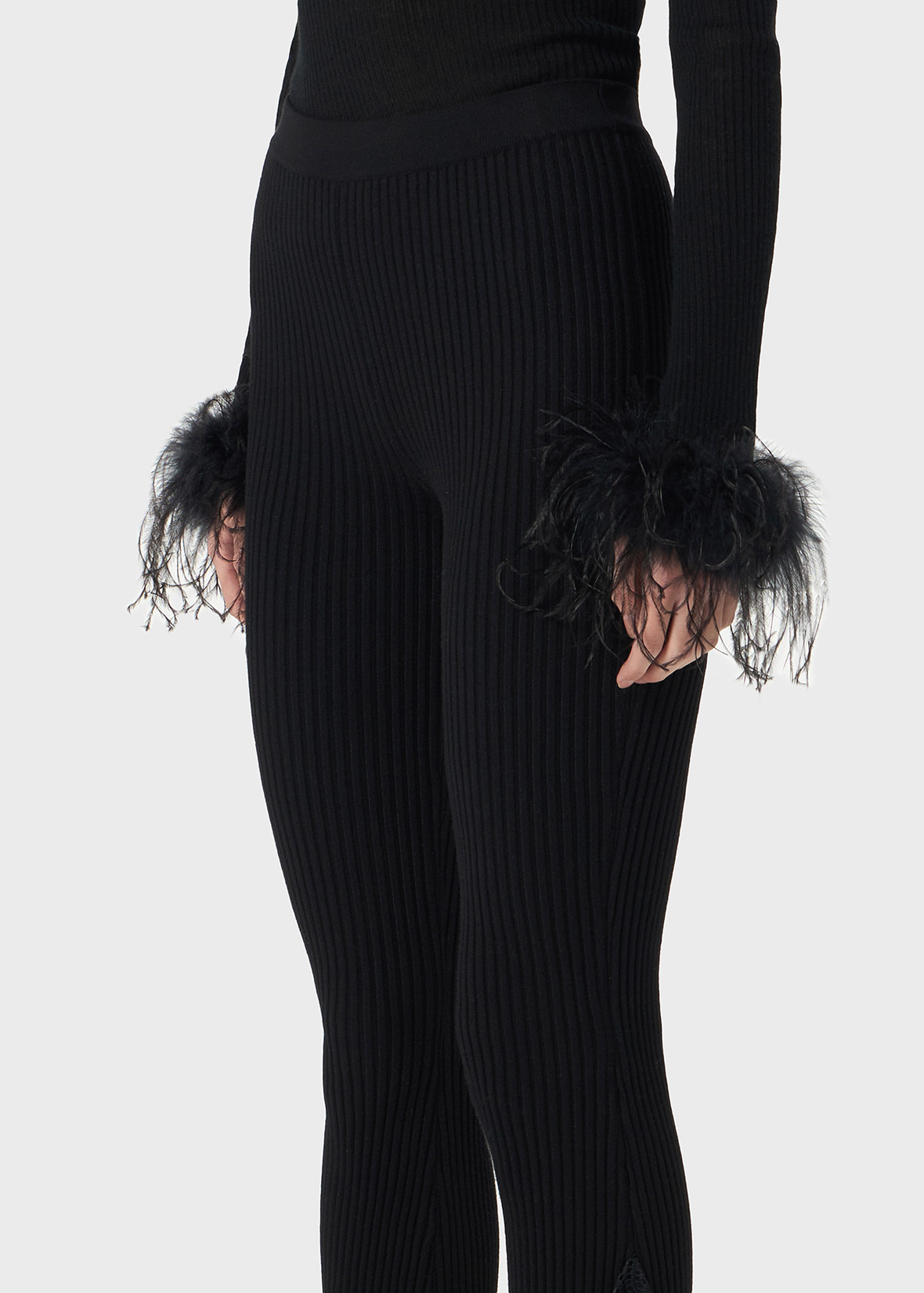 KNIT PANTS WITH LACE RUFFLES - 5