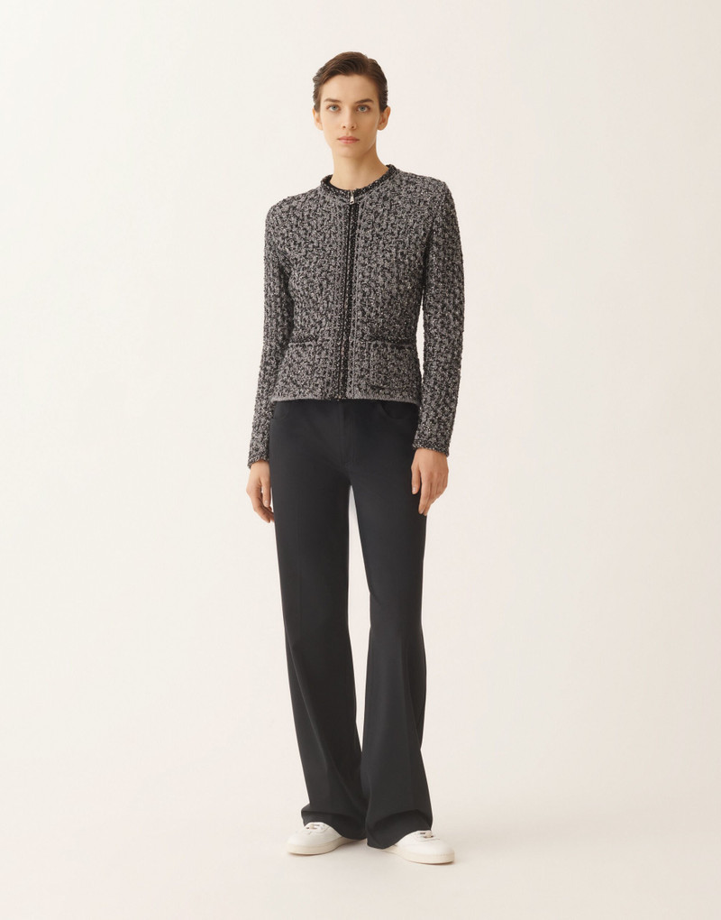 Dark blue sequin tweed jacket with a denim effect 3