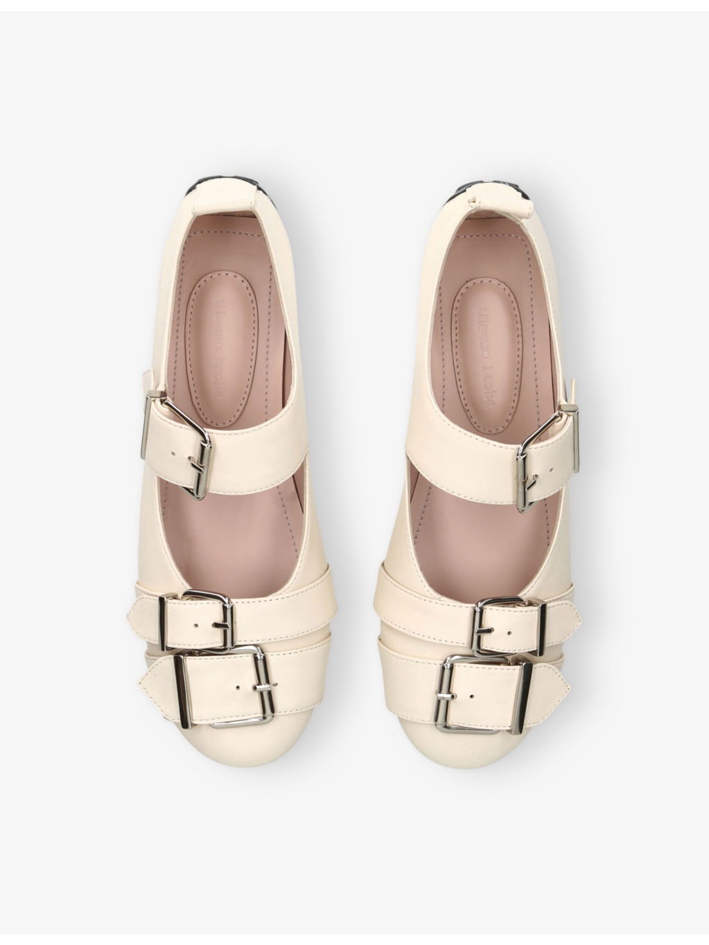Buckle Ballerina Grip Leather Mary-Jane Shoes - 2