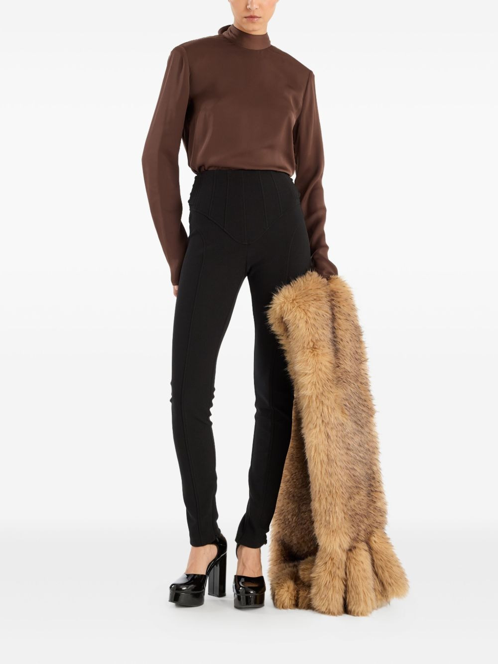 cowl-back long-sleeve top - 2