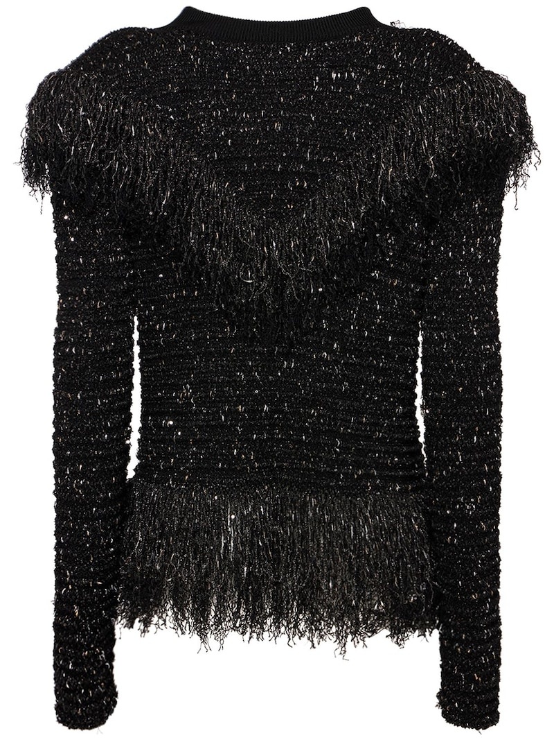 Glittered fringed tweed jacket - 5