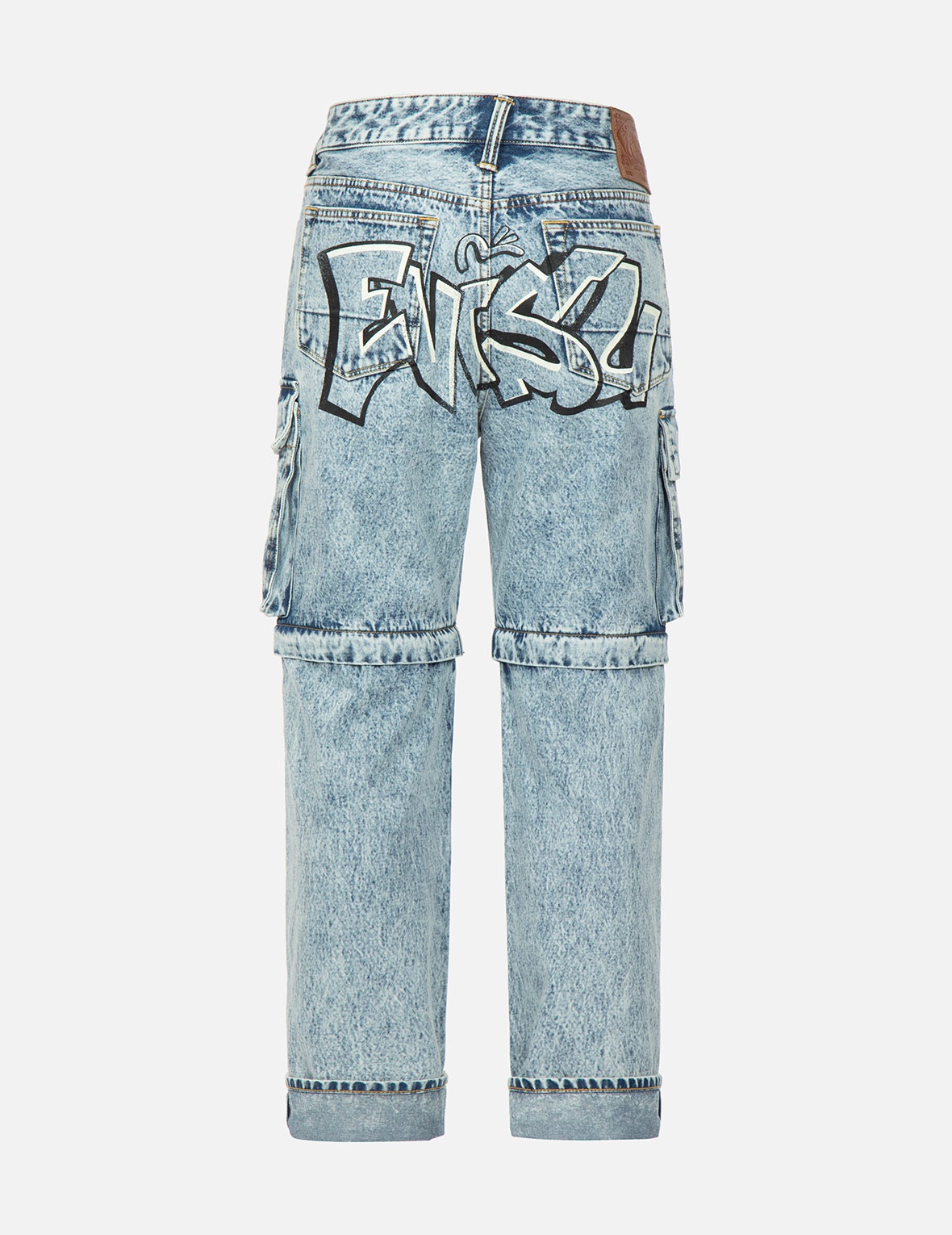 GRAFFITI LOGO DETACHABLE WIDE-LEG DENIM JEANS - 2