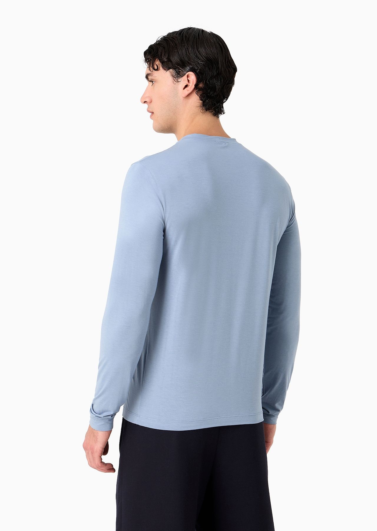 Stretch viscose jersey jumper with crew neck and long sleeves - 3