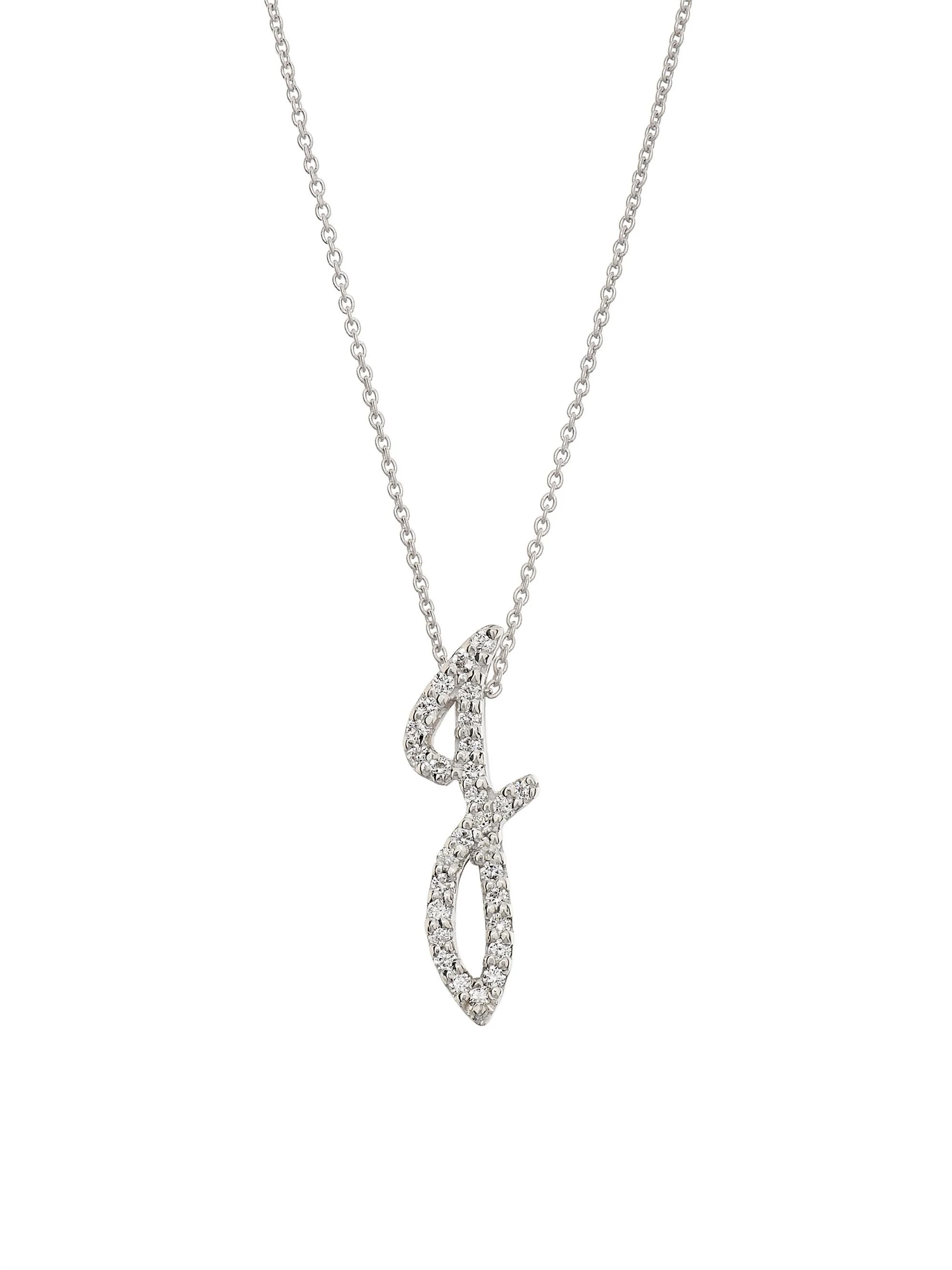 Women's Tiny Treasures Script Initial 18K White Gold, Ruby & 0.24-0.34 TCW Diamond Pendant Necklace - 1