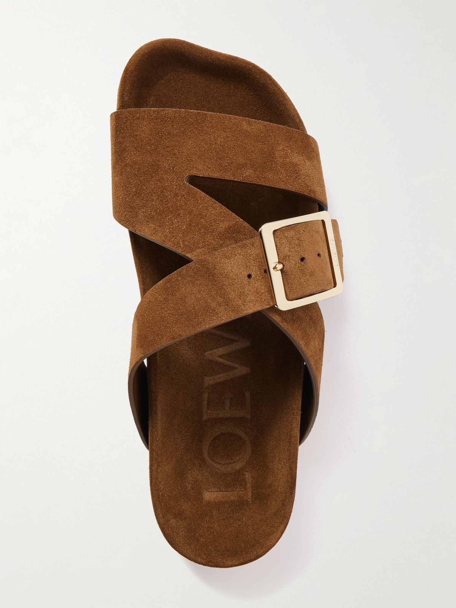 Ease buckled suede slides Brown - 5