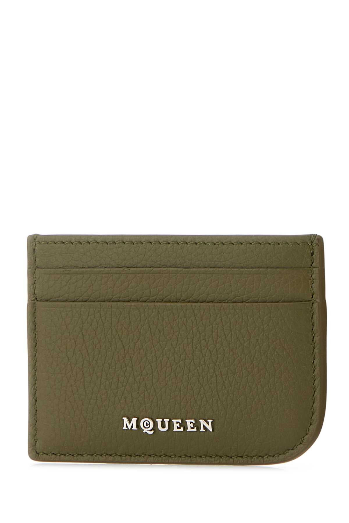 Alexander Mcqueen Men Army Green Leather Card Holder - 2