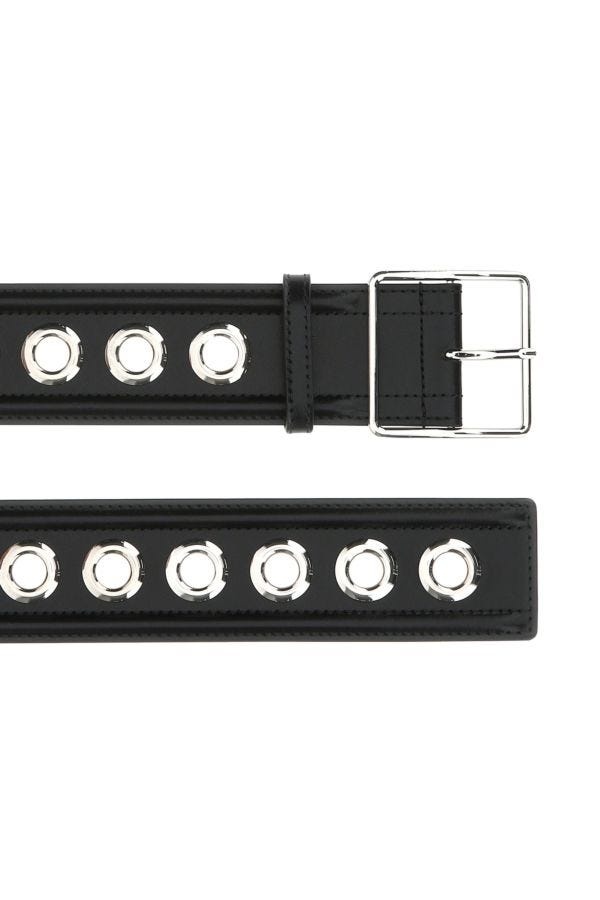 ベルト alexander mcqueen Black leather belt (7334091BRCC 1000) Alexander McQueen ALEXANDER MCQUEEN Black Leather Belt