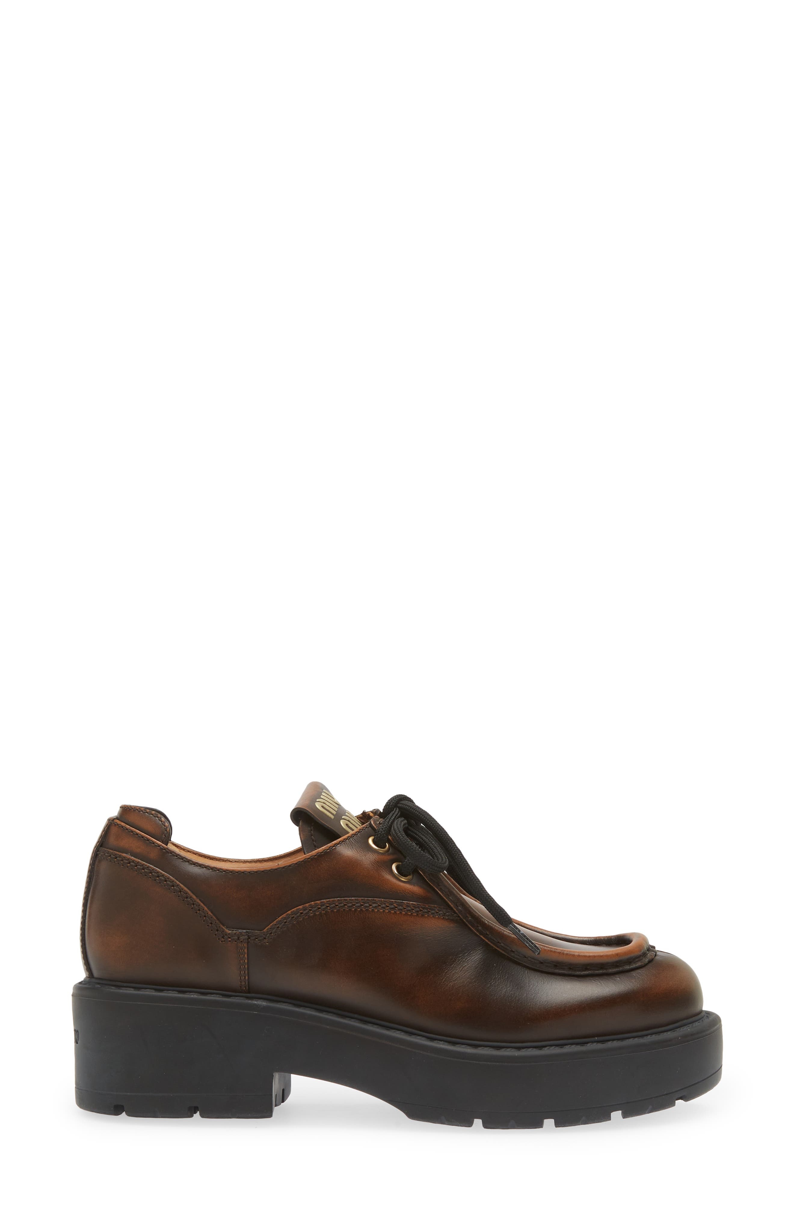 Miu Miu Boyfriend Lu Platform Derby in Brown at Nordstrom - 3