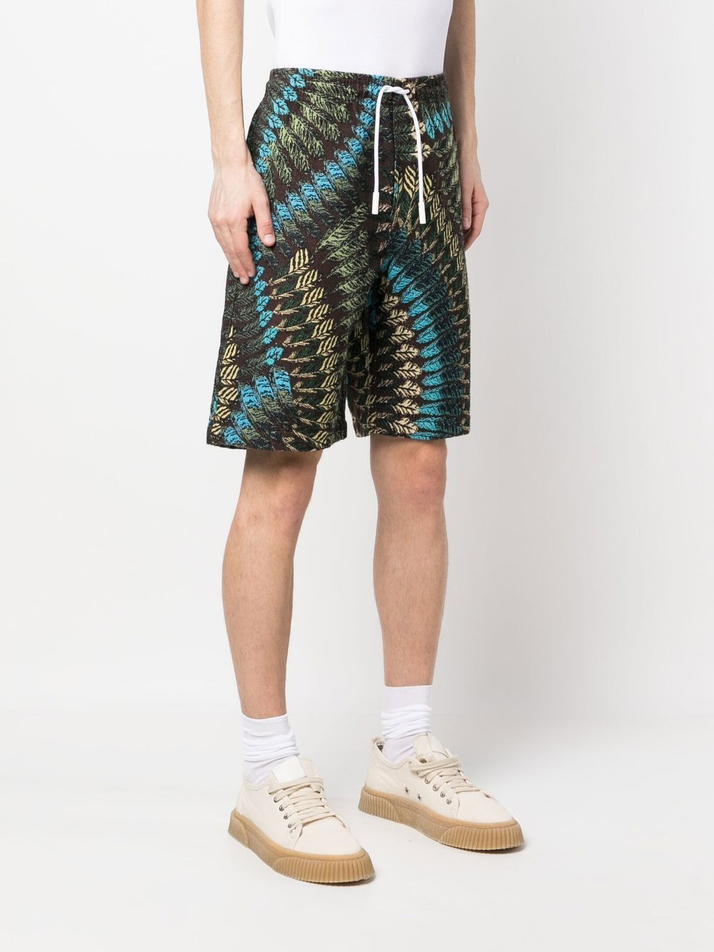 feather-print straight-leg shorts - 3