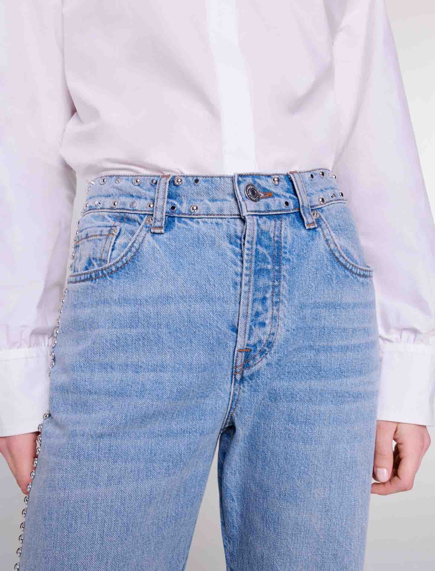 Wide-leg studded jeans - 7