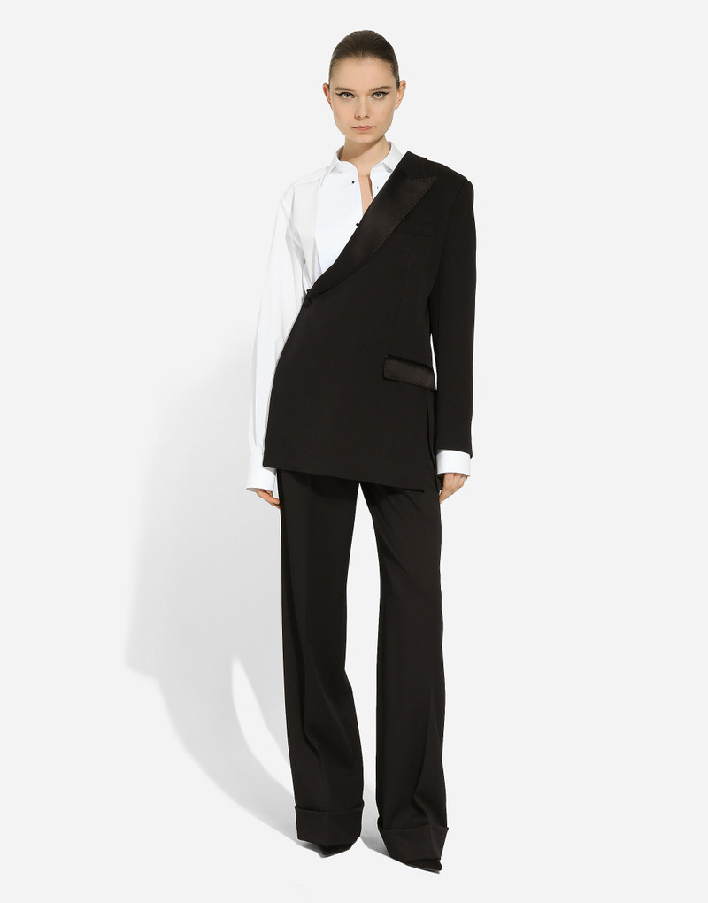 One-shoulder wool gabardine jacket 3