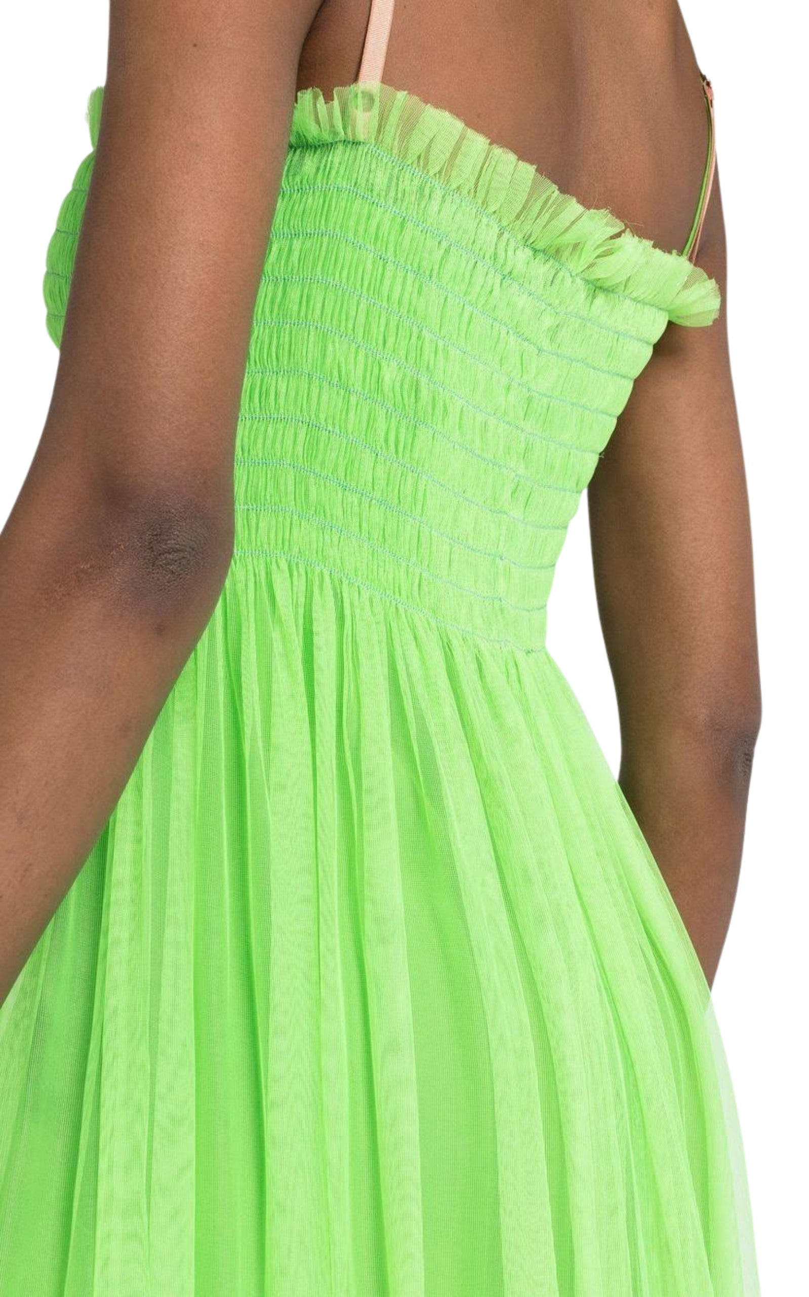 Shirred-bodice smocked silk gown - 8