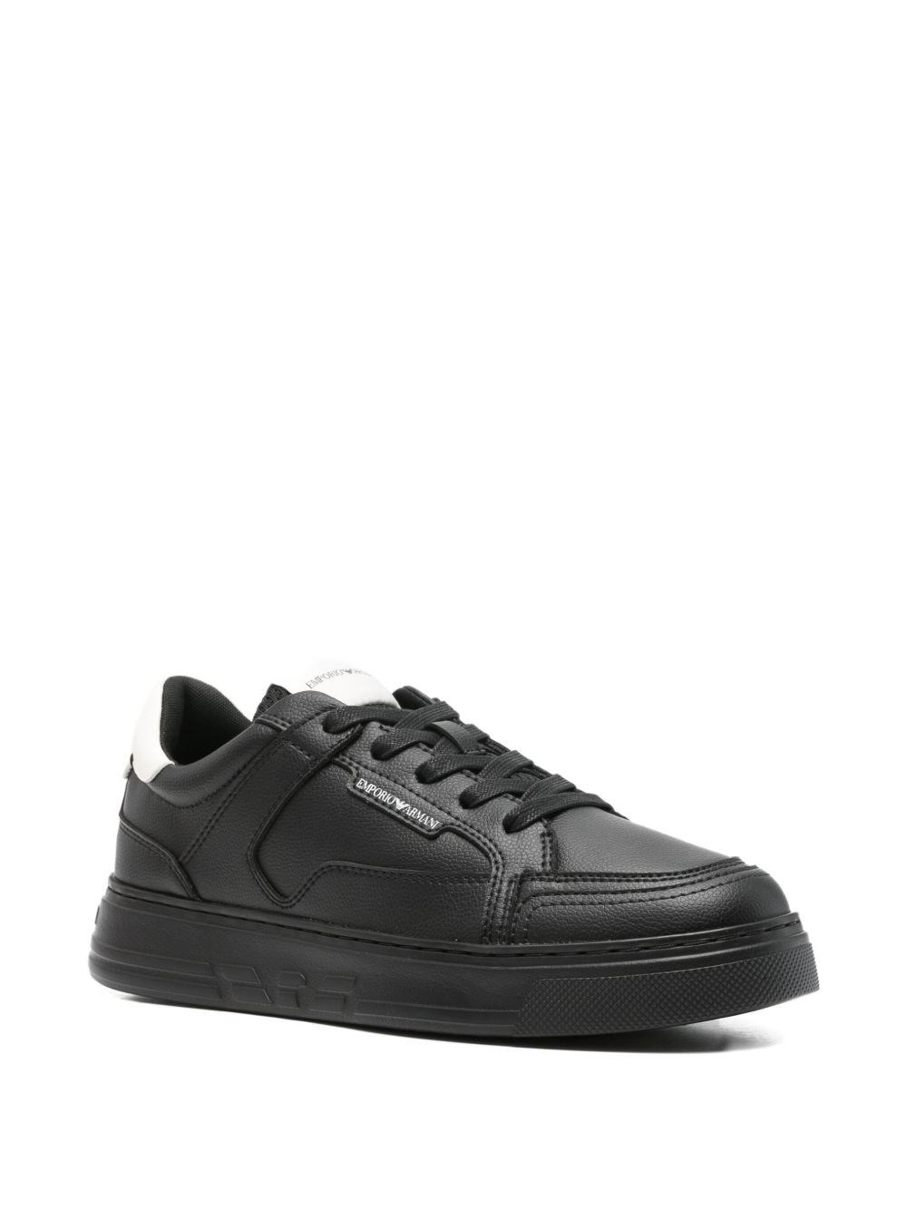 Logo leather sneakers - 3