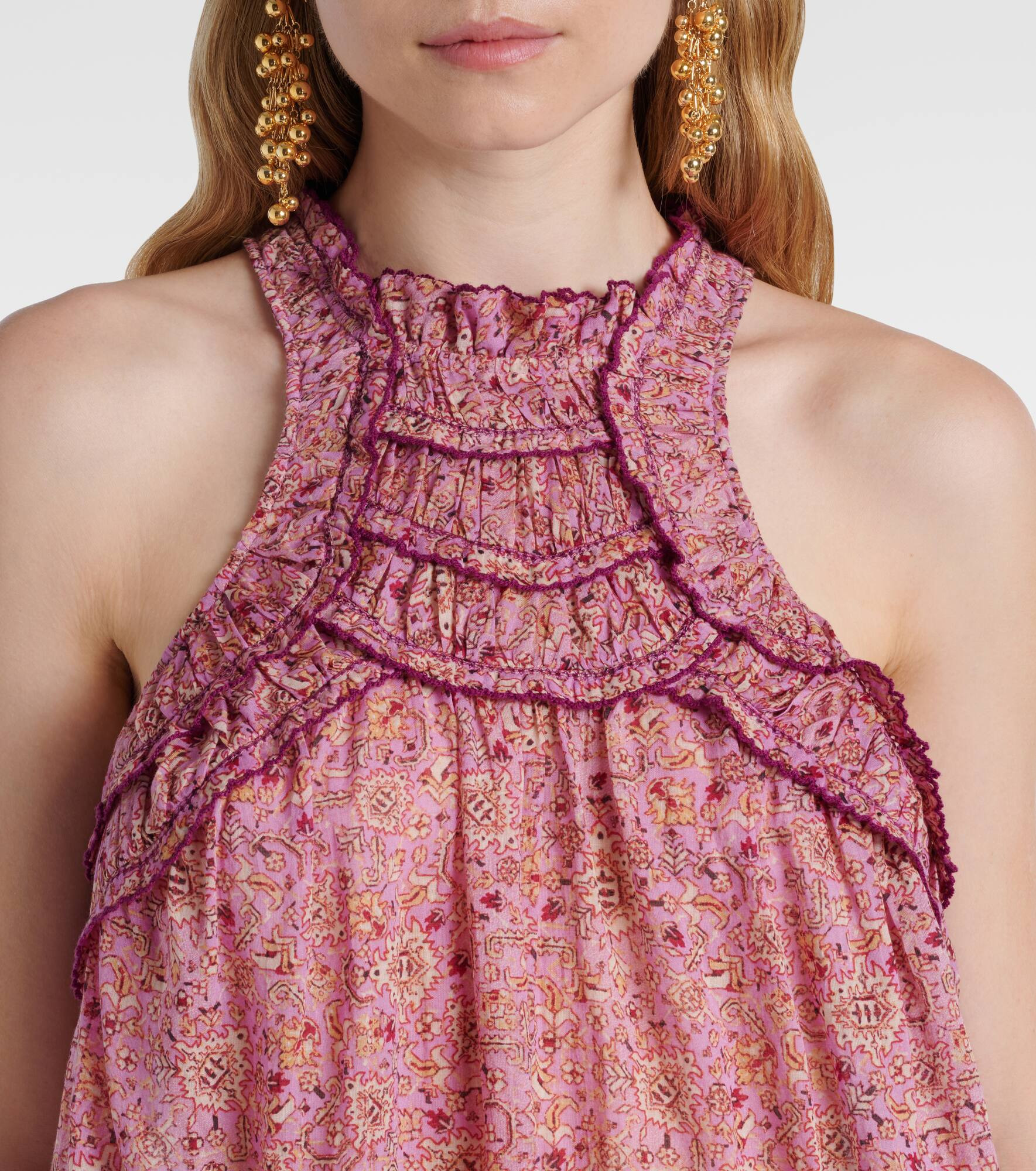 Carlee printed ruffled cotton blouse - 4