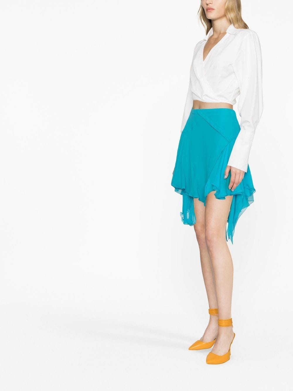 asymmetric pleated skirt - 4