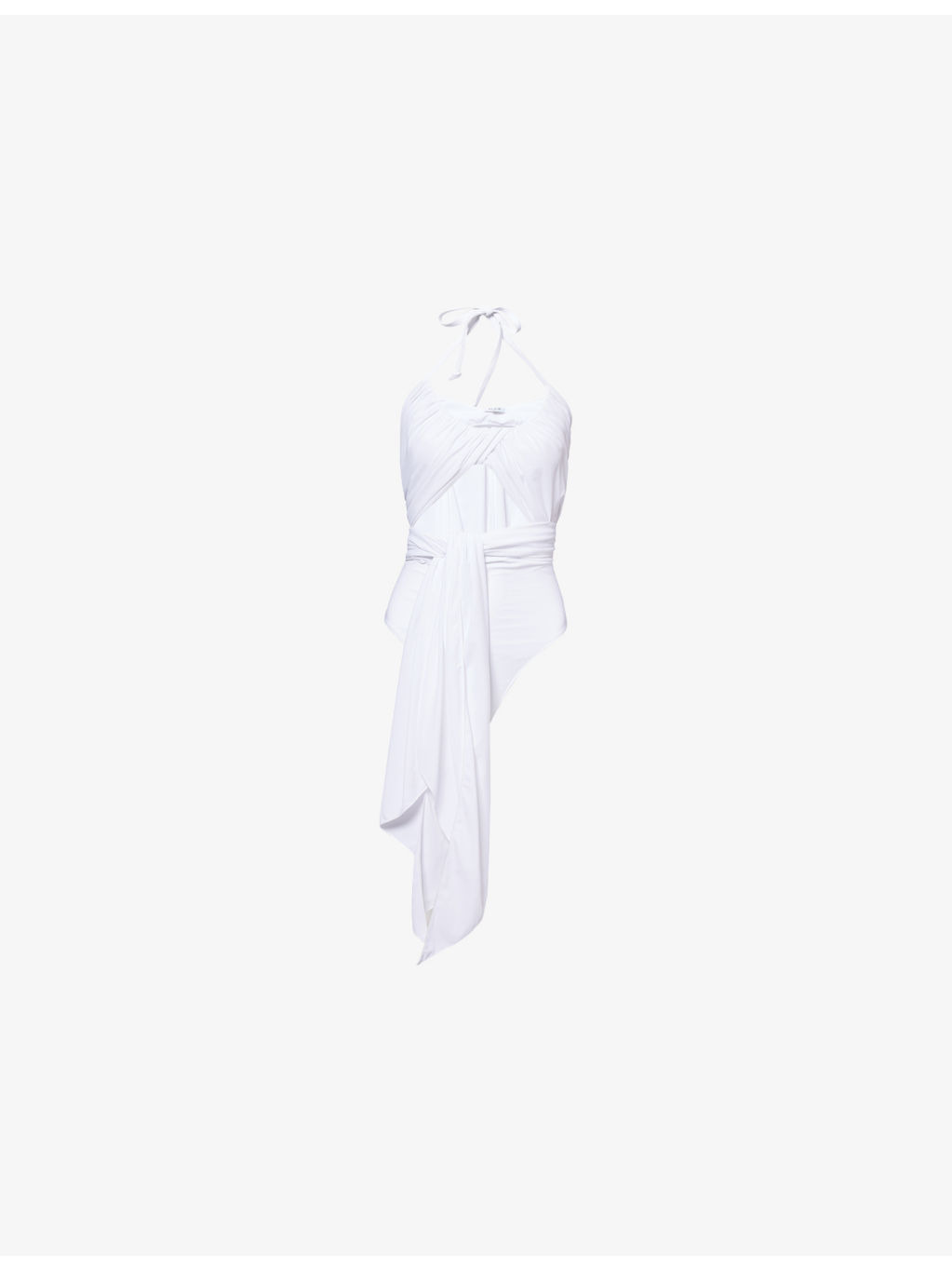 Halter-Neck Draped Swimsuit - 1