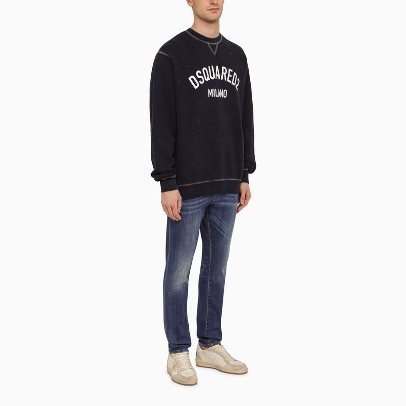 DSQUARED2 NAVY CREWNECK SWEATSHIRT WITH LOGO - 3