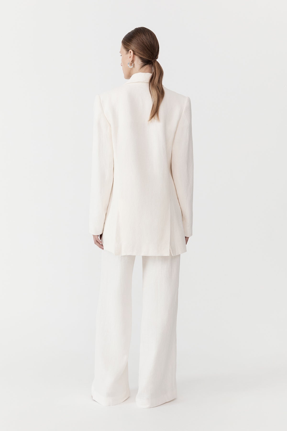 Linen Split Sleeve Blazer - Ivory - 6